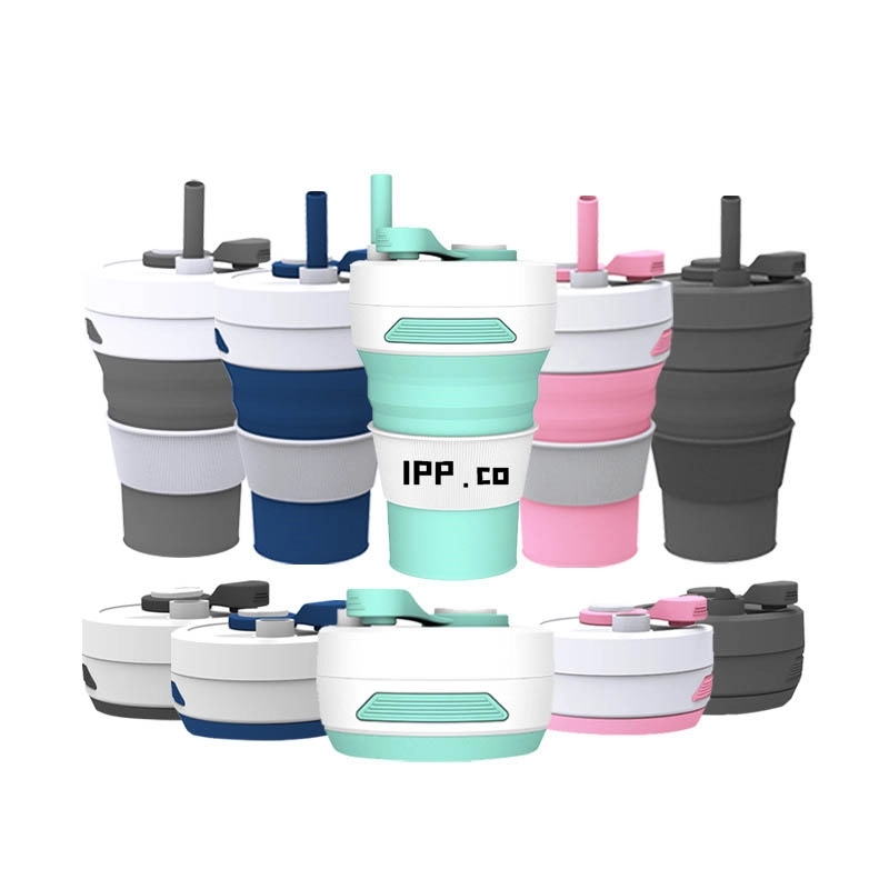 Collapsible Travel Cup Silicone Folding Bottle with Lids