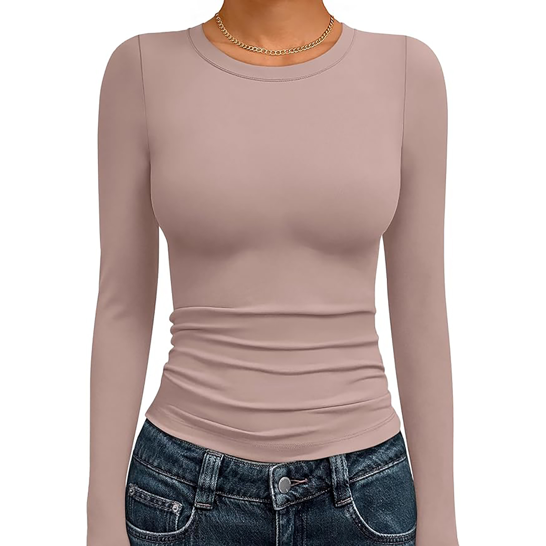 Women's Basic Round Neck Crop Top 66