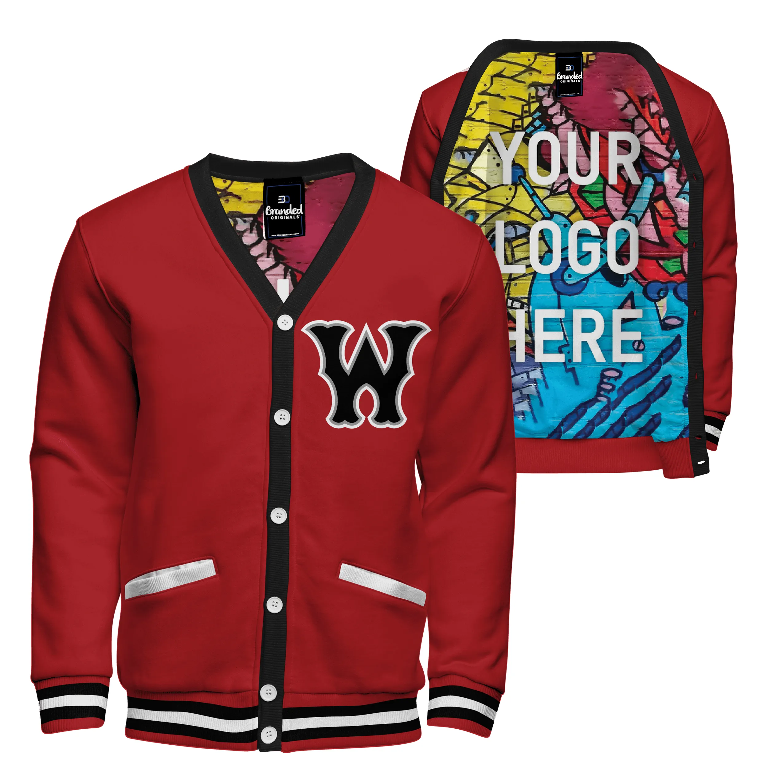 Fleece Varsity Cardigan With Custom Printed Lining 8