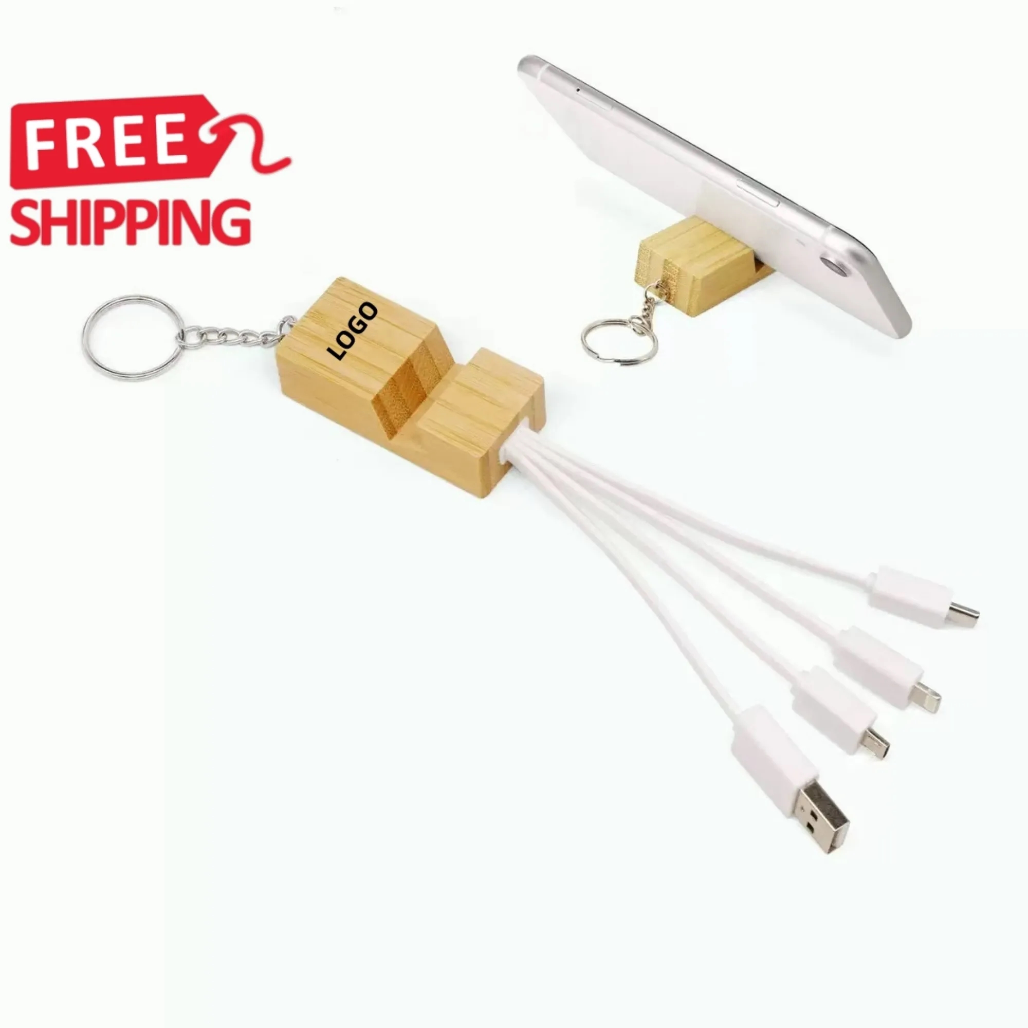 Bamboo Three Port Charging Cable Universal Connector