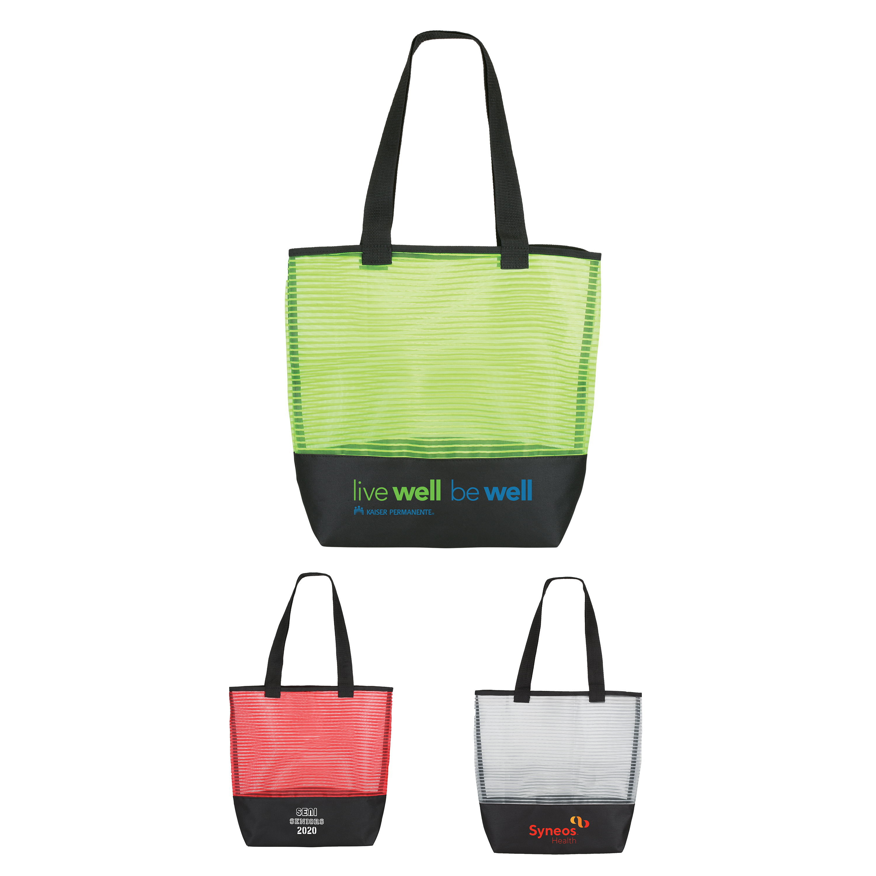 Stripe Mesh Weave Tote Bag