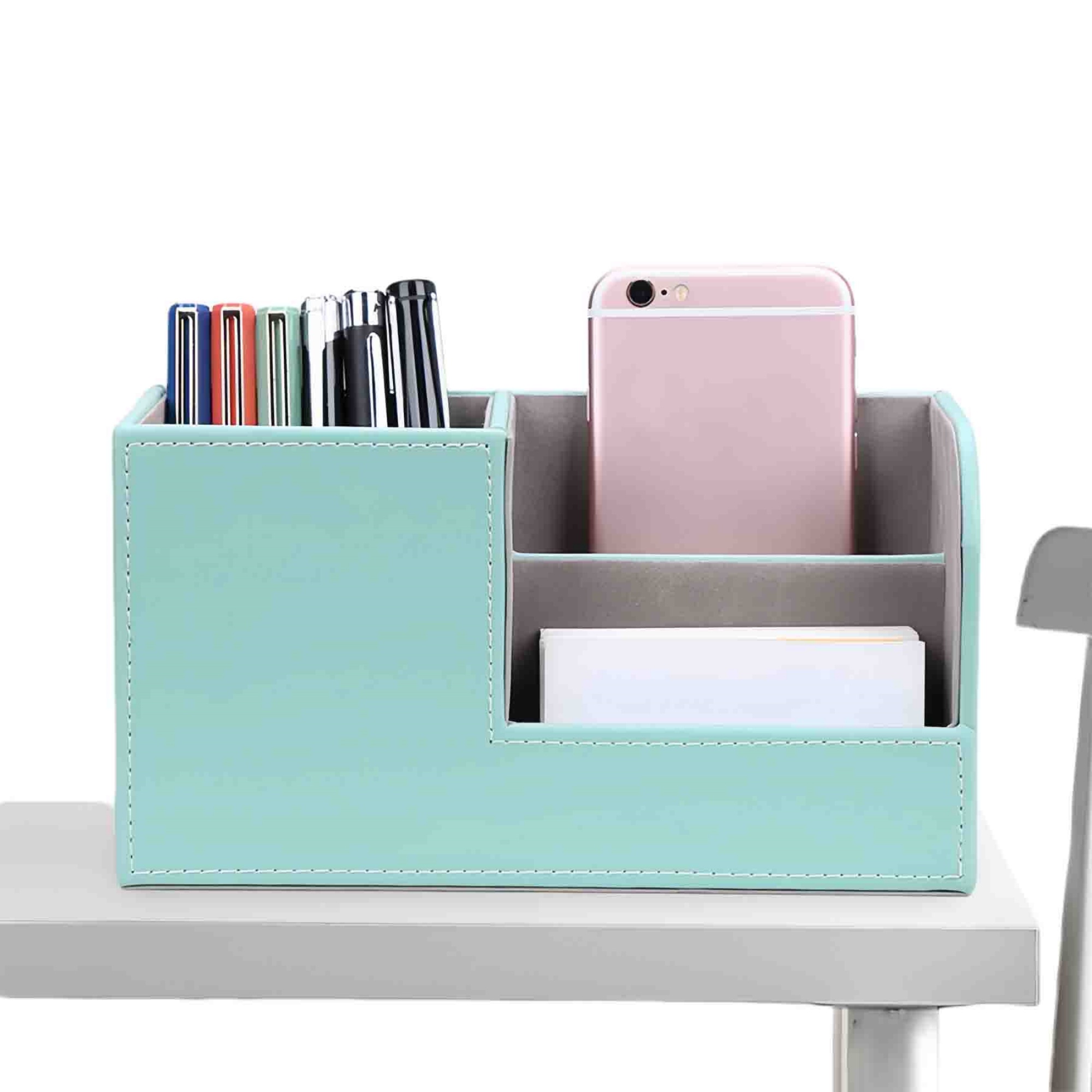 Multi-Compartment PU Leather Desk Organizer 4