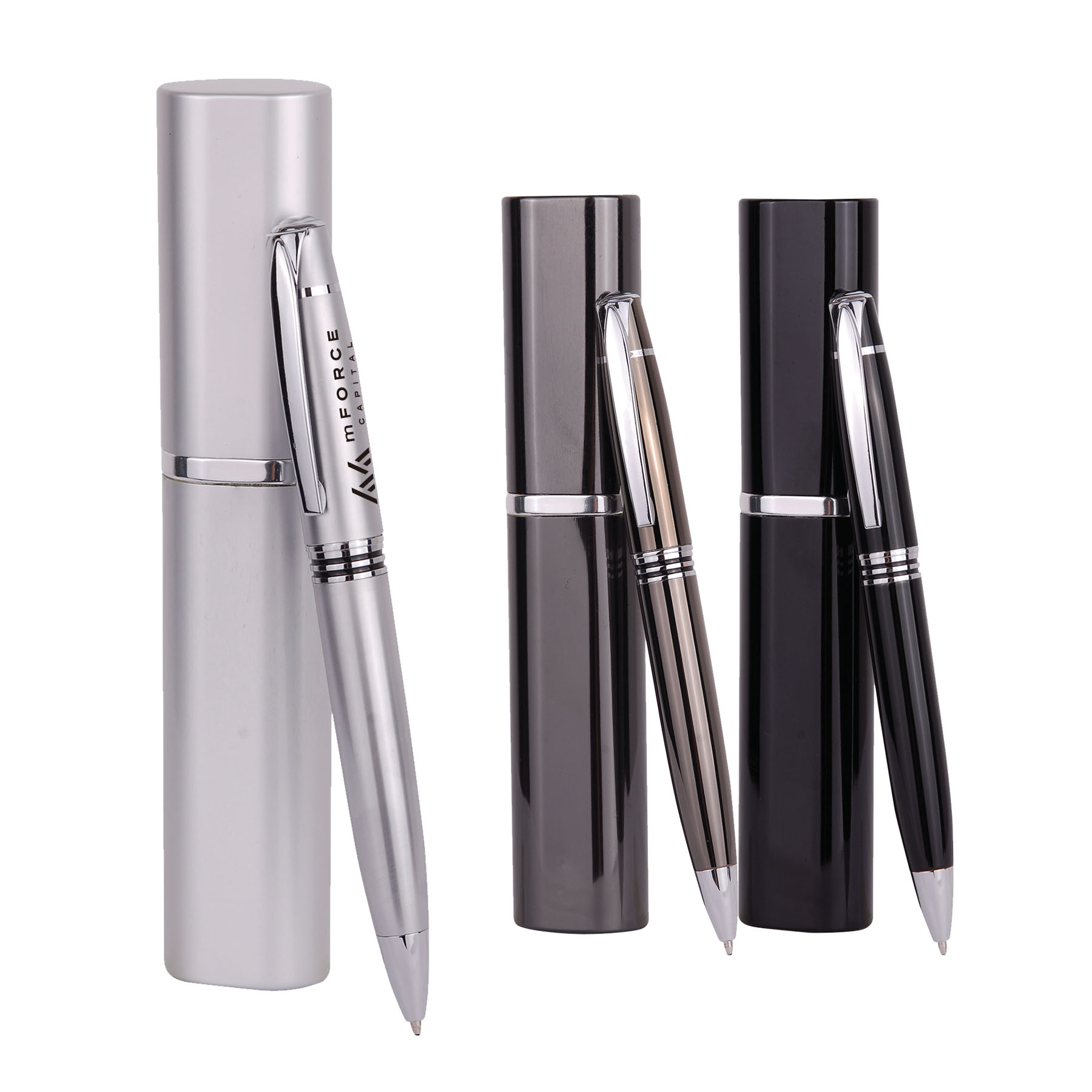 Twist Metal Ballpoint Pen w/Matching Case Set