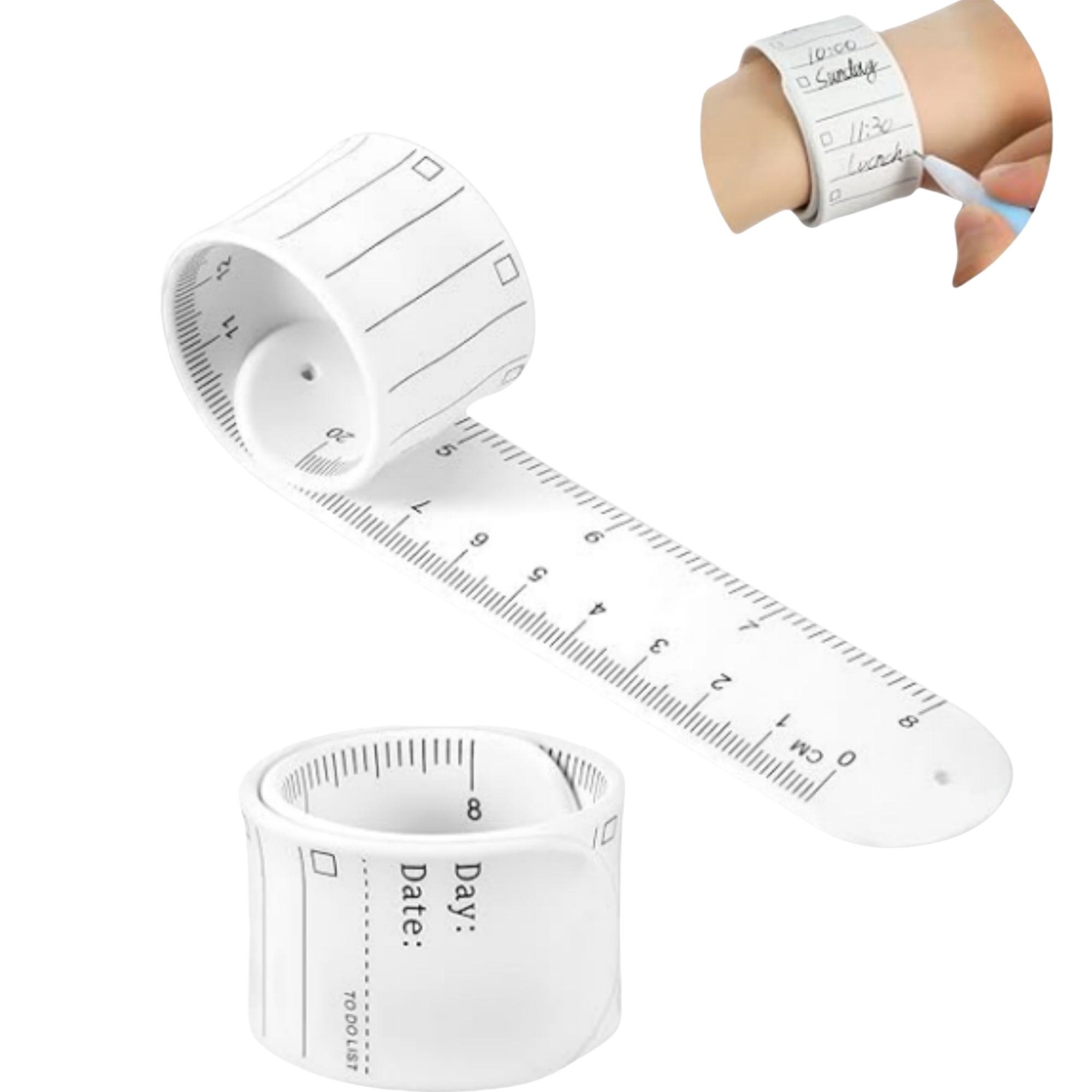 9.37" x 1.77" To Do List Memo Silicone Wrist Band Writable Erasable 5