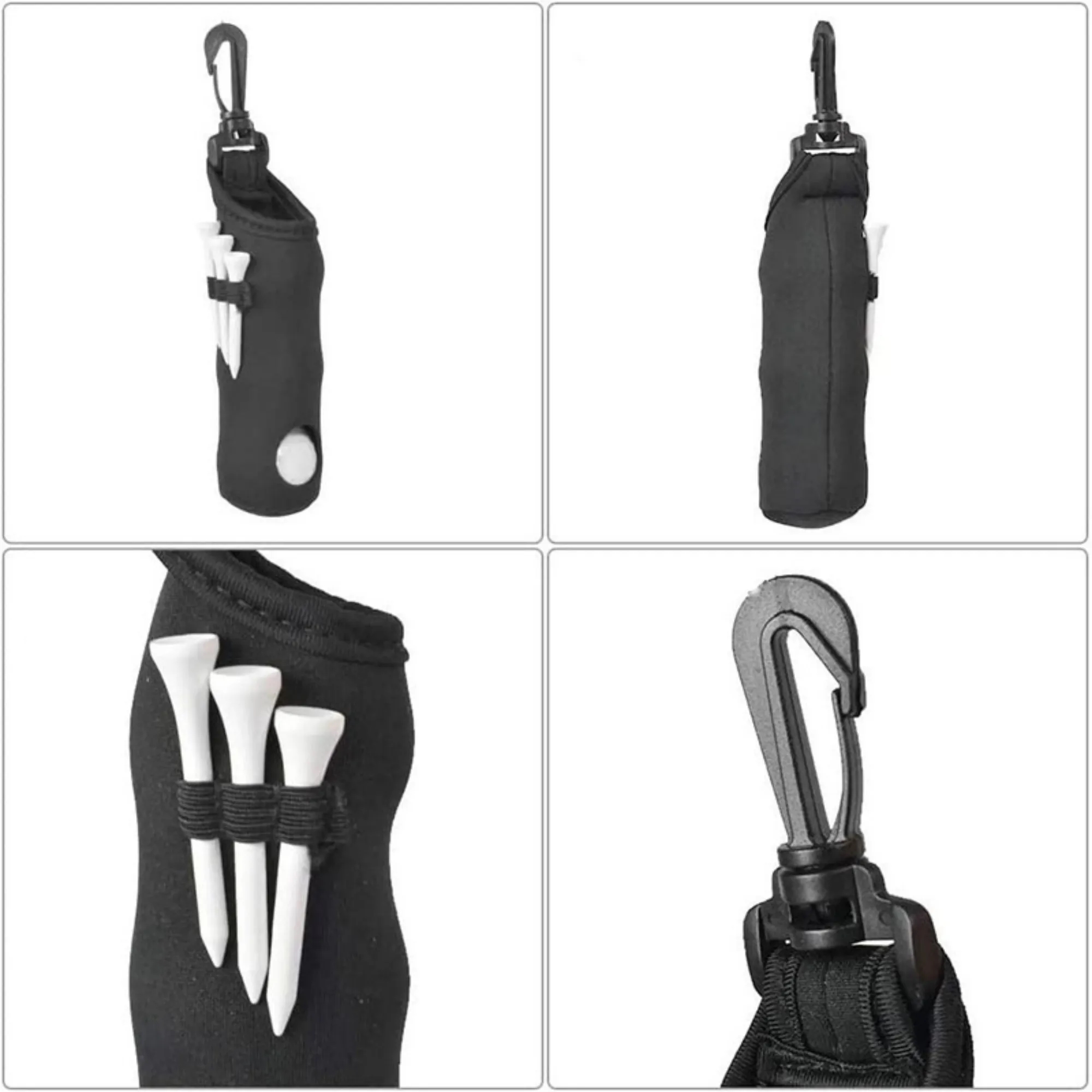 Neoprene Golf Ball Pouch With Clip And Tee Holder Carry Bag 13