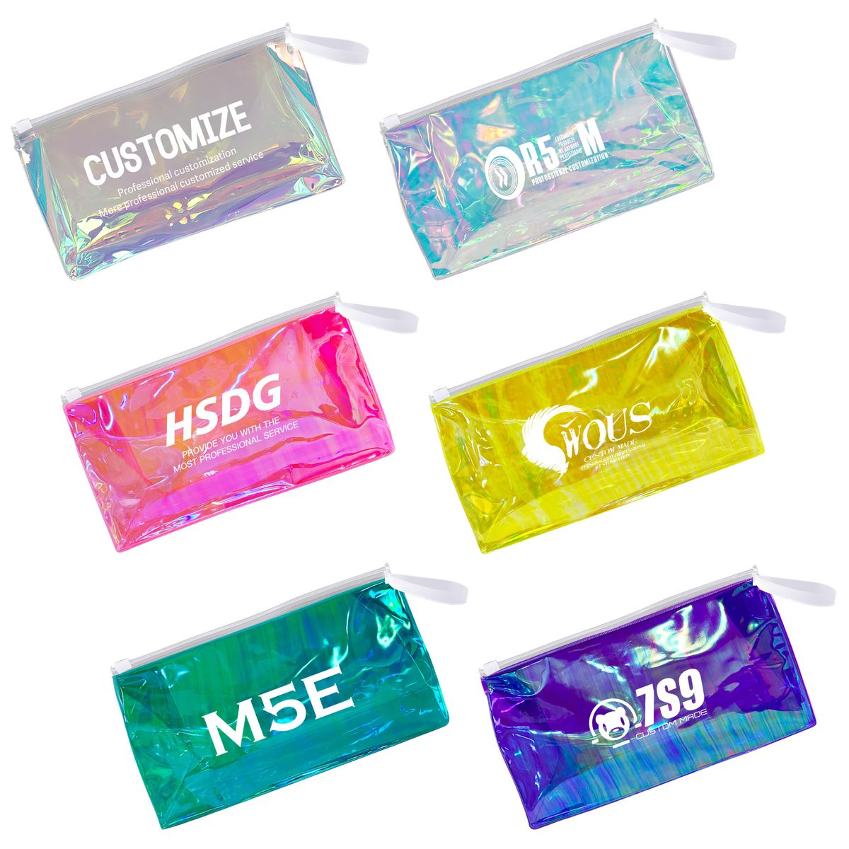 Holographic PVC Cosmetic Bag with Ziplock