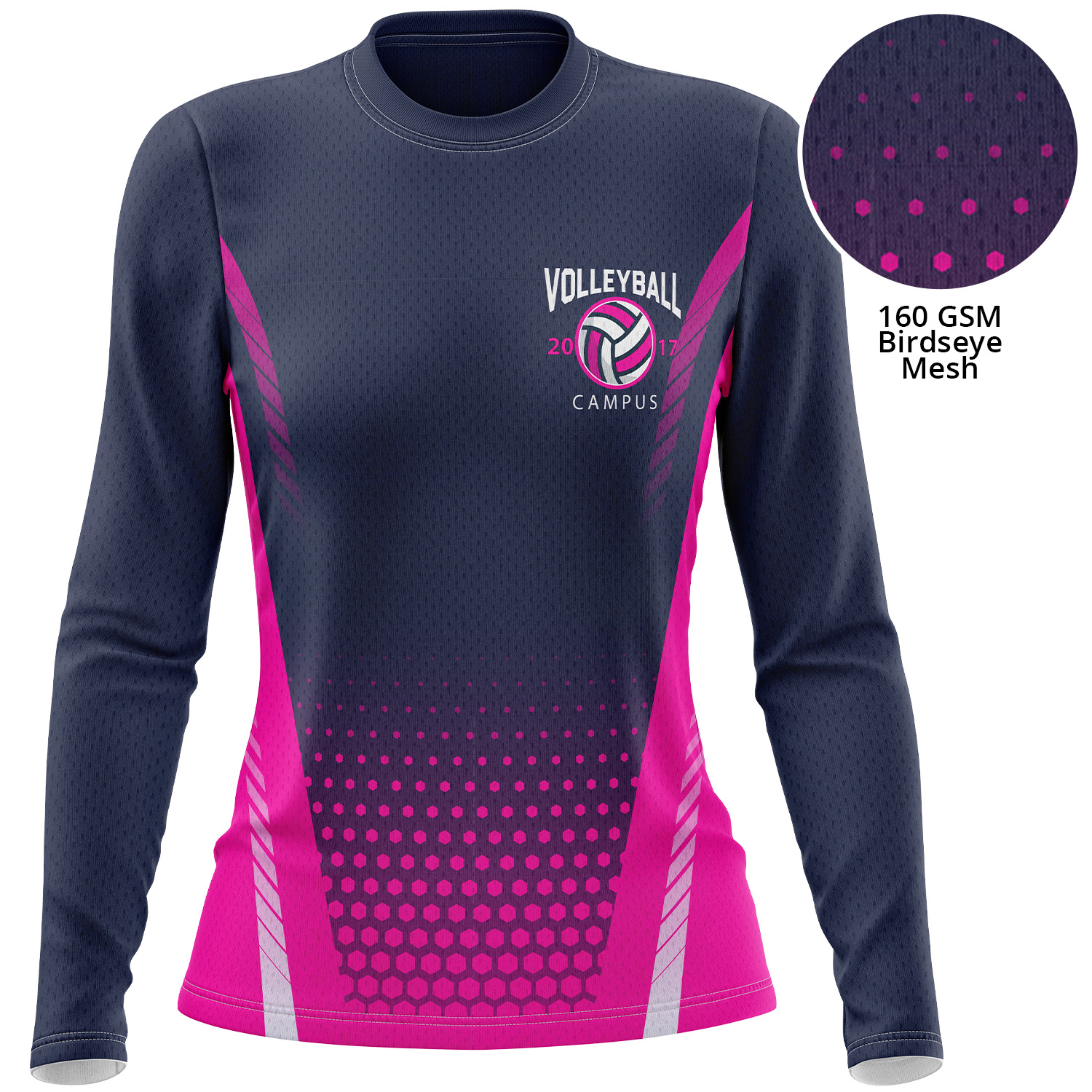 Women's 160 GSM Birdseye mesh Sublimation Long Sleeve T-shirt