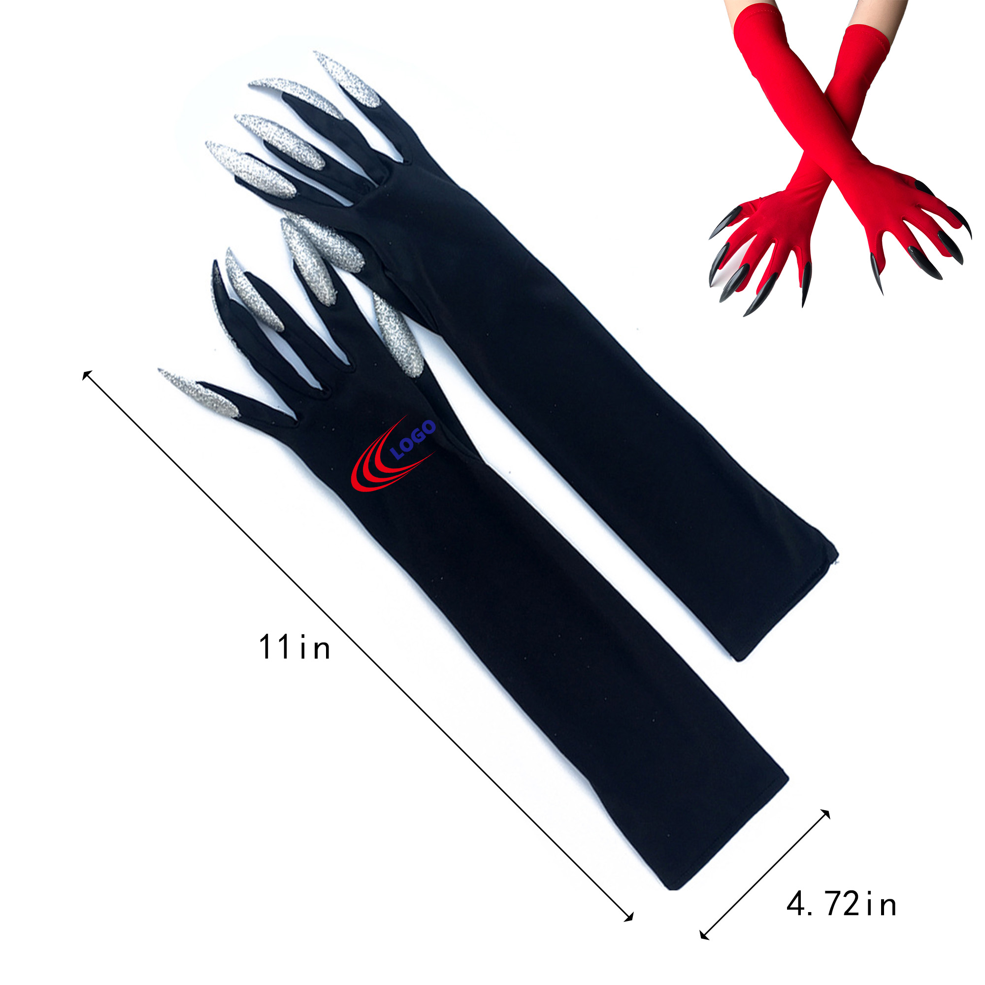 Halloween Cosplay Long Nail Witch Gloves 3