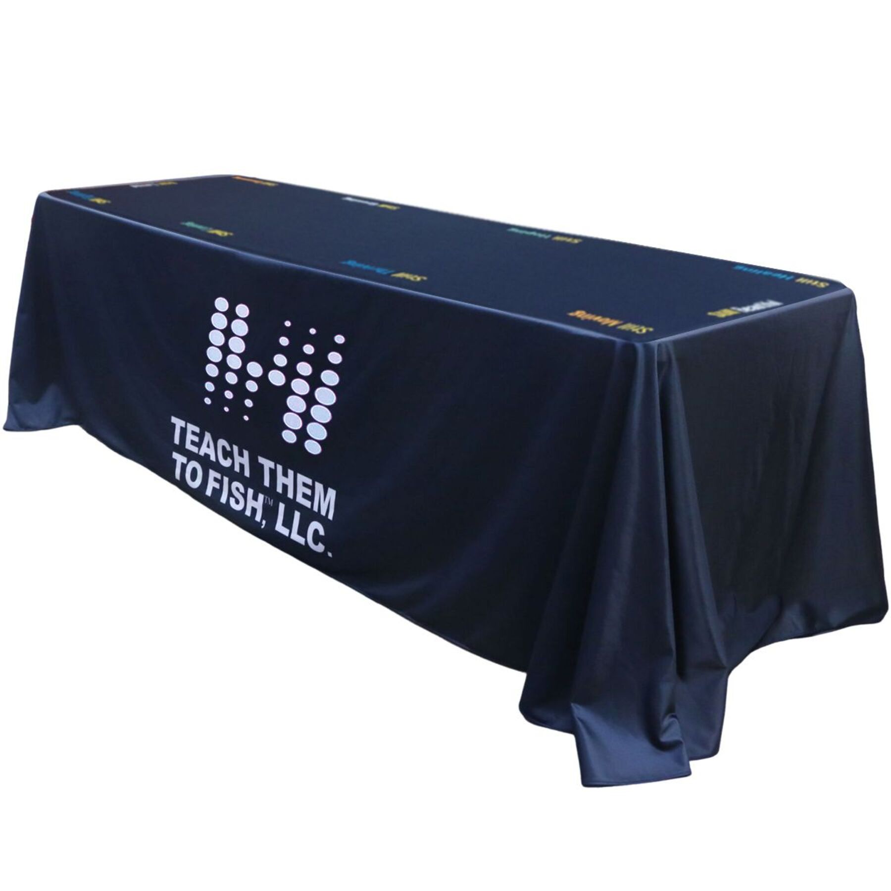 Full Color Custom 3-Sided Flat Table Cover - 8 ft.
