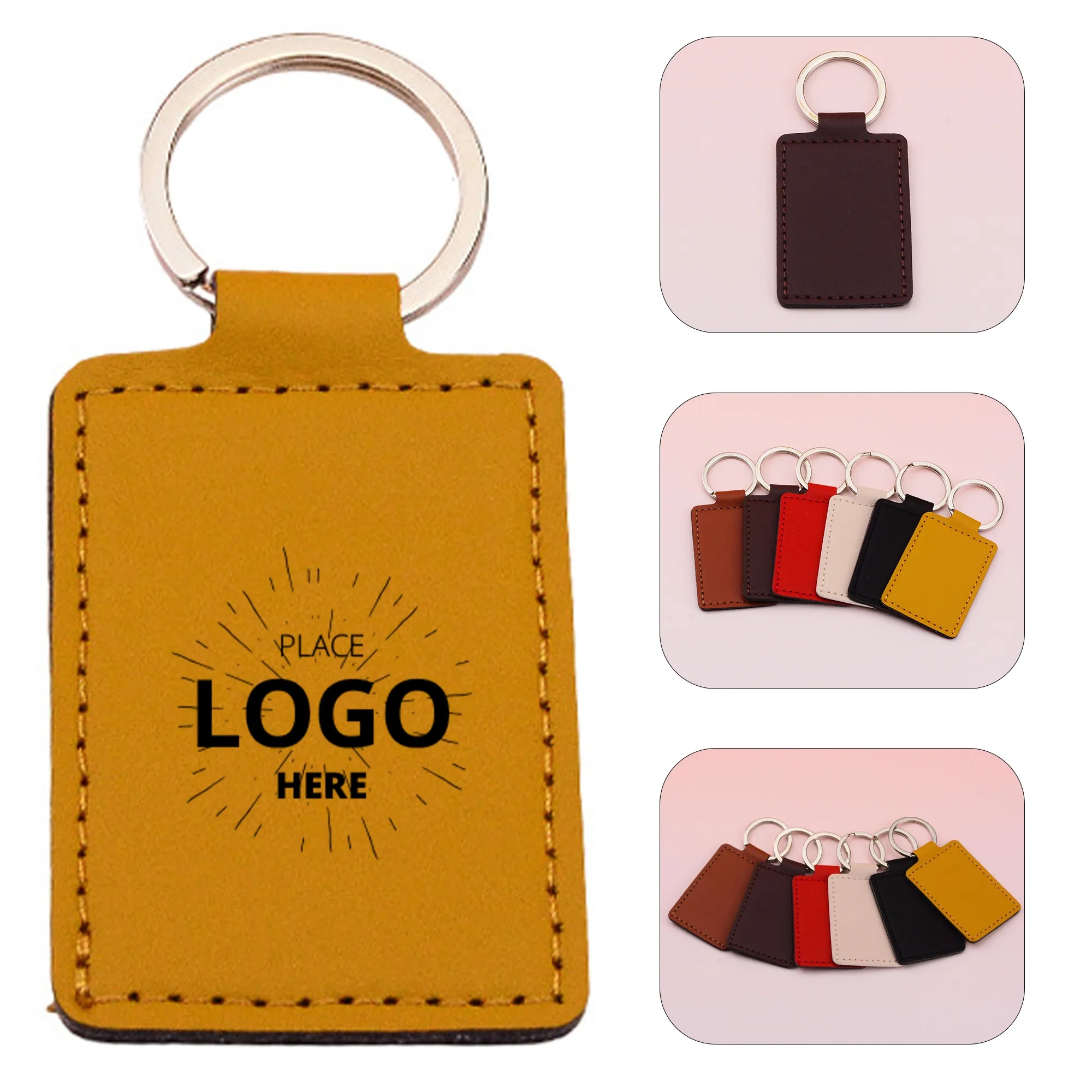 Leather rectangular keychain