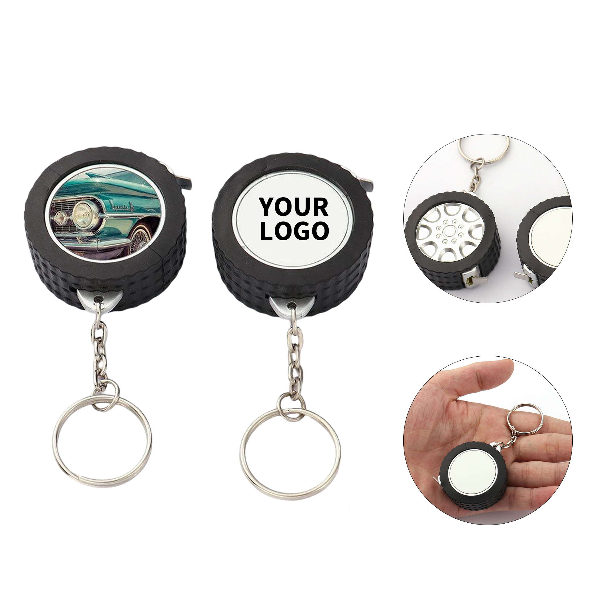 Tire Shape Retractable Measuring Tape Keychain