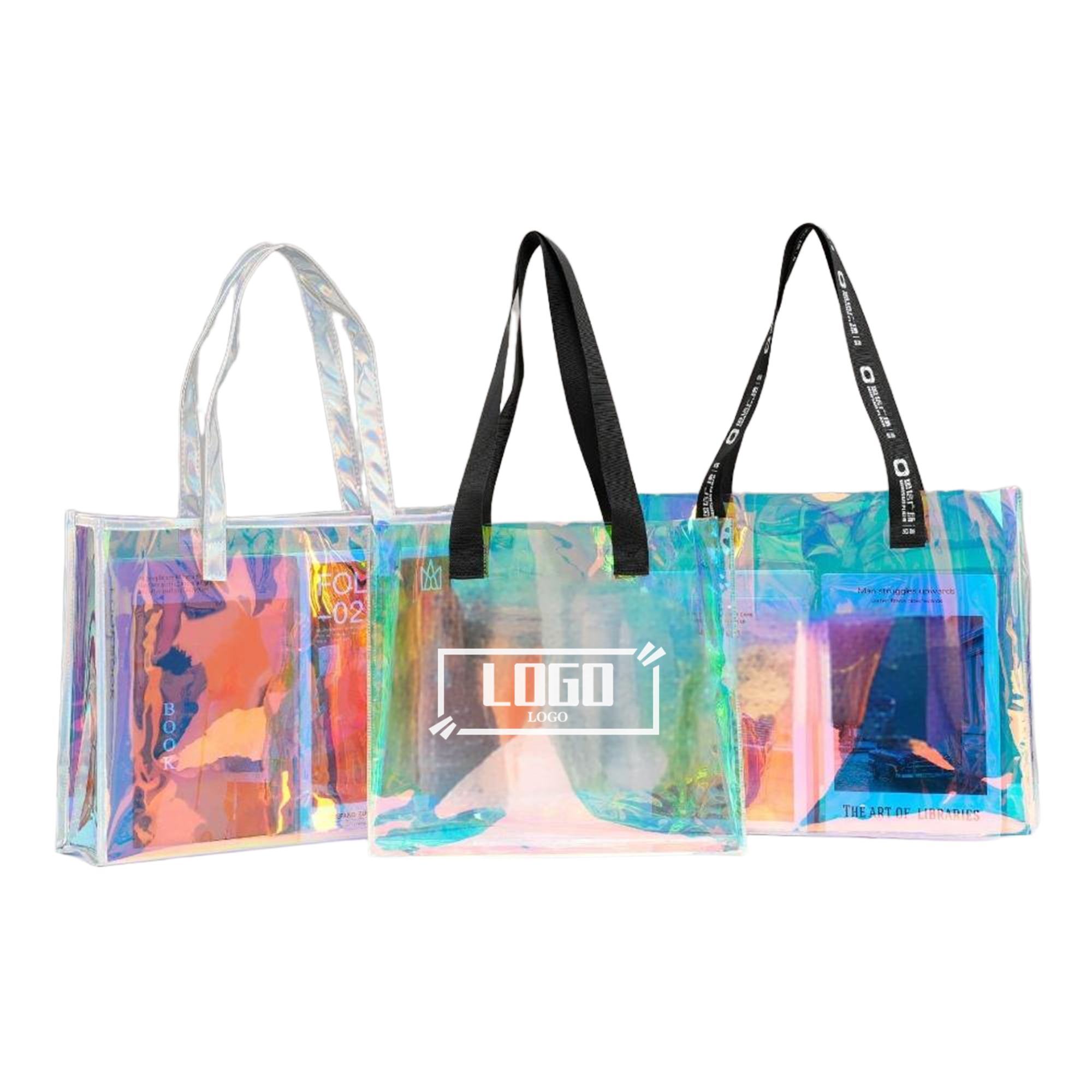 Holographic PVC Tote Bag With Custom Logo Option