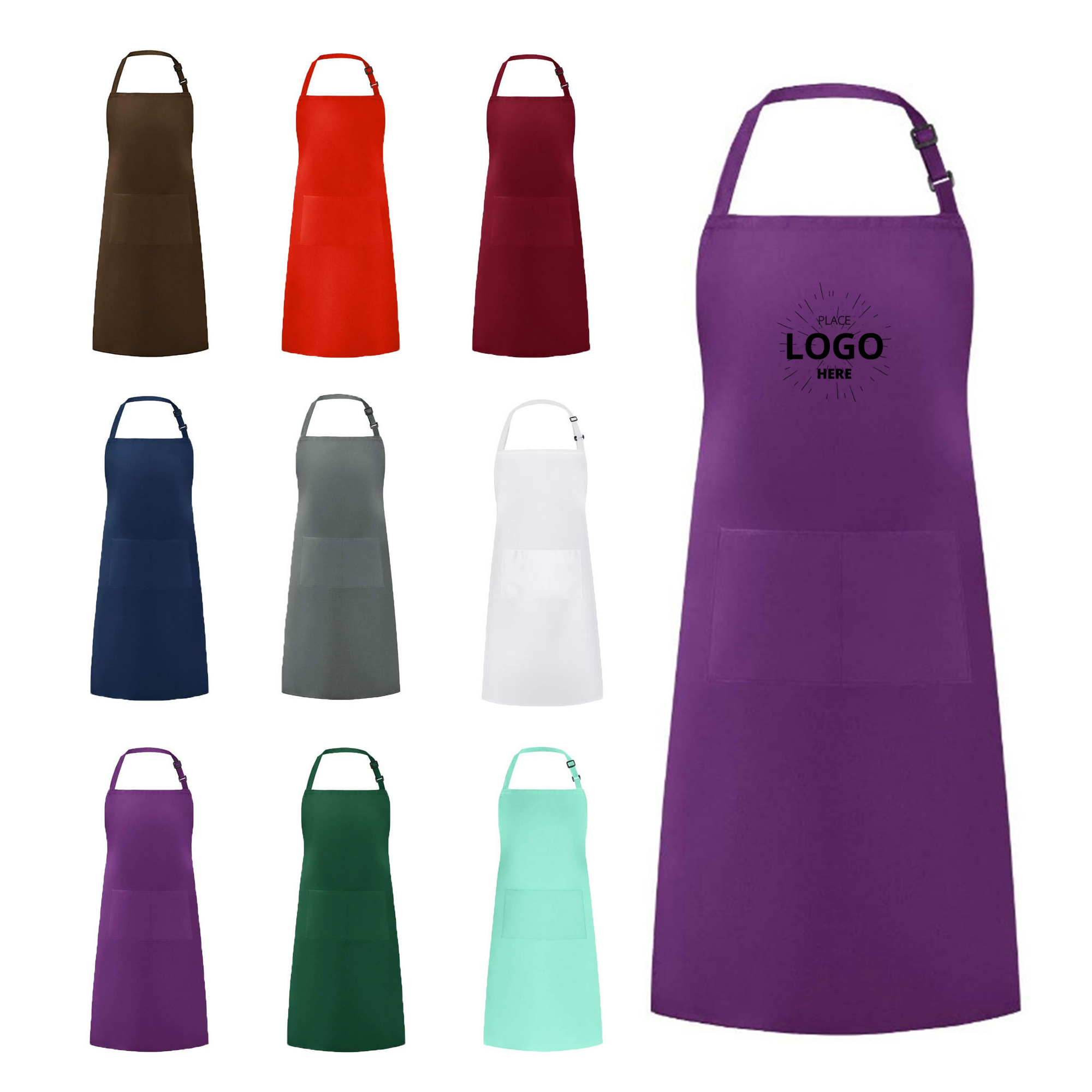 Adjustable Bib Apron Waterdrop Resistant With 2 Pockets