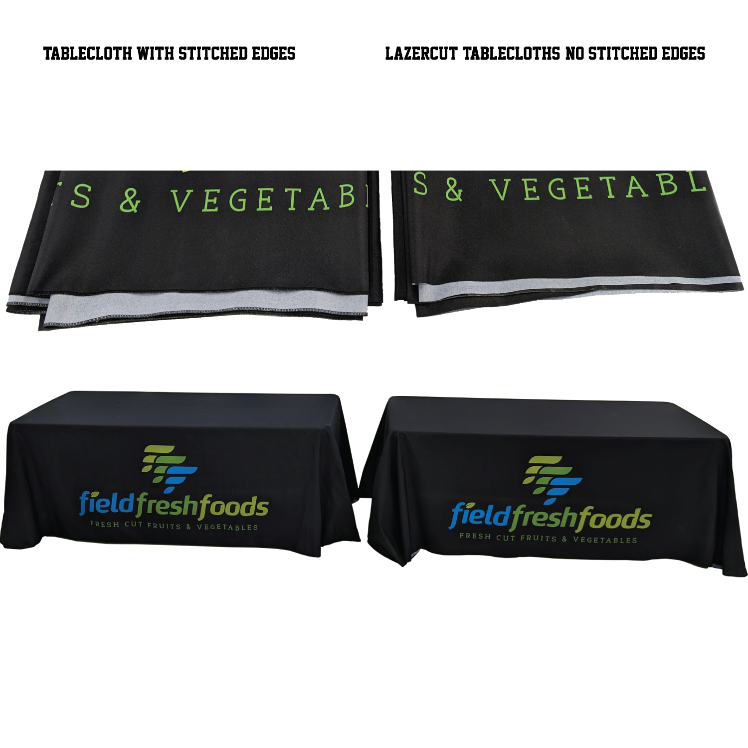 24Hr Express Ship - 8' LazerCut 3-Sided PREMIUM Sublimated Tablecloth, Drape Style, Open Back 2
