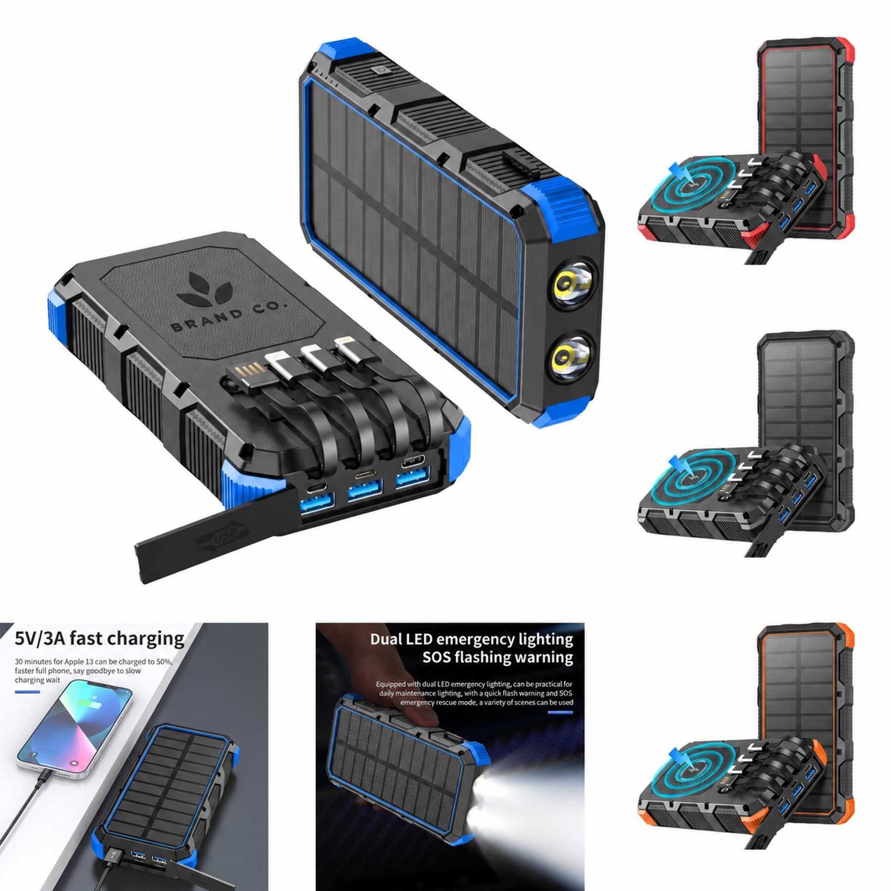 Solar Power Bank w/ Magnetic Wireless Charging