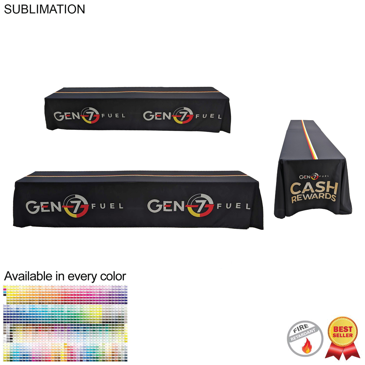 fiel Sublimated Table Cloth for 12' table (or 2 x 6' tables combined) Drape Style 4 sided Closed back #SU766