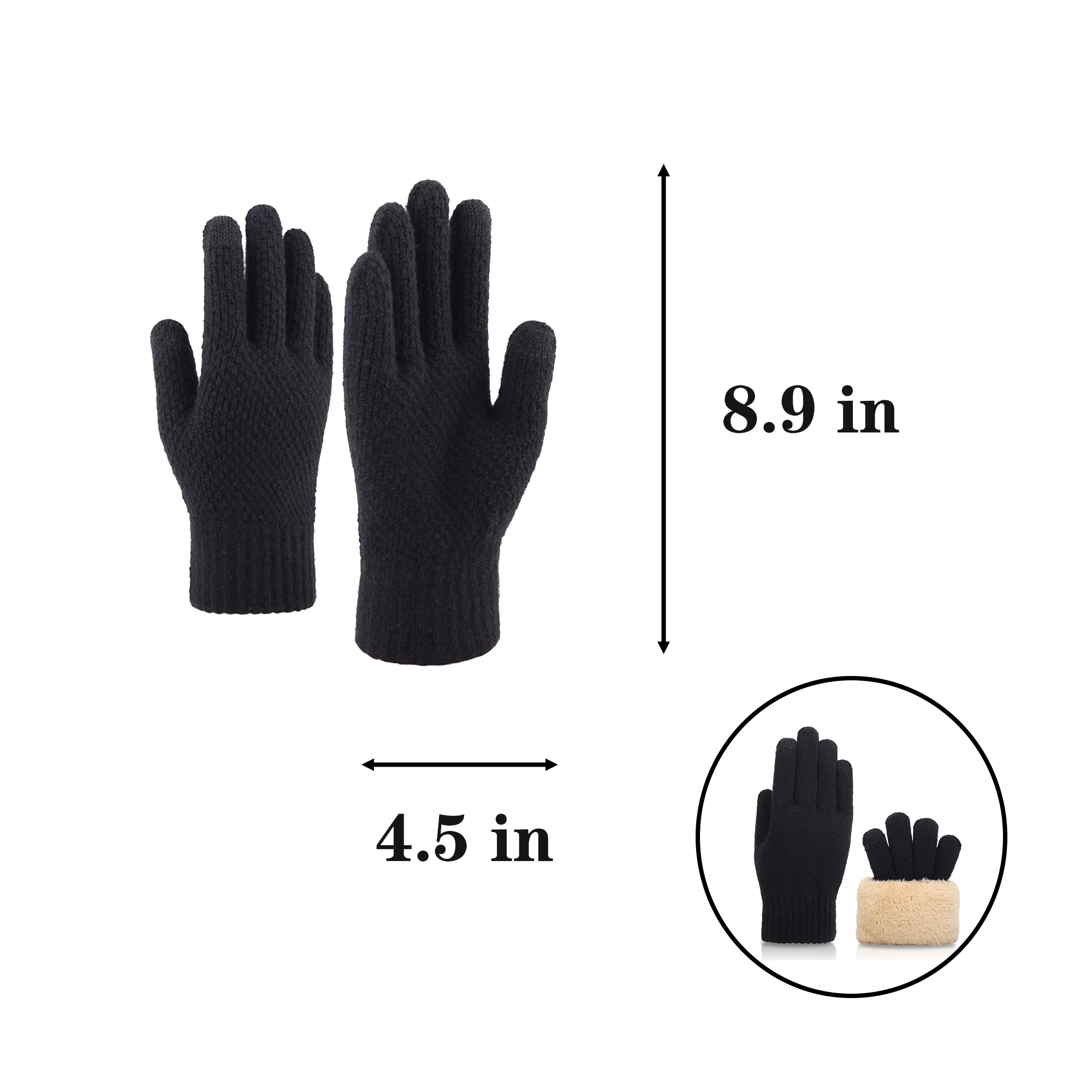 Knitted Warm Gloves With Soft Lining And Touch Screen Fingertips 4