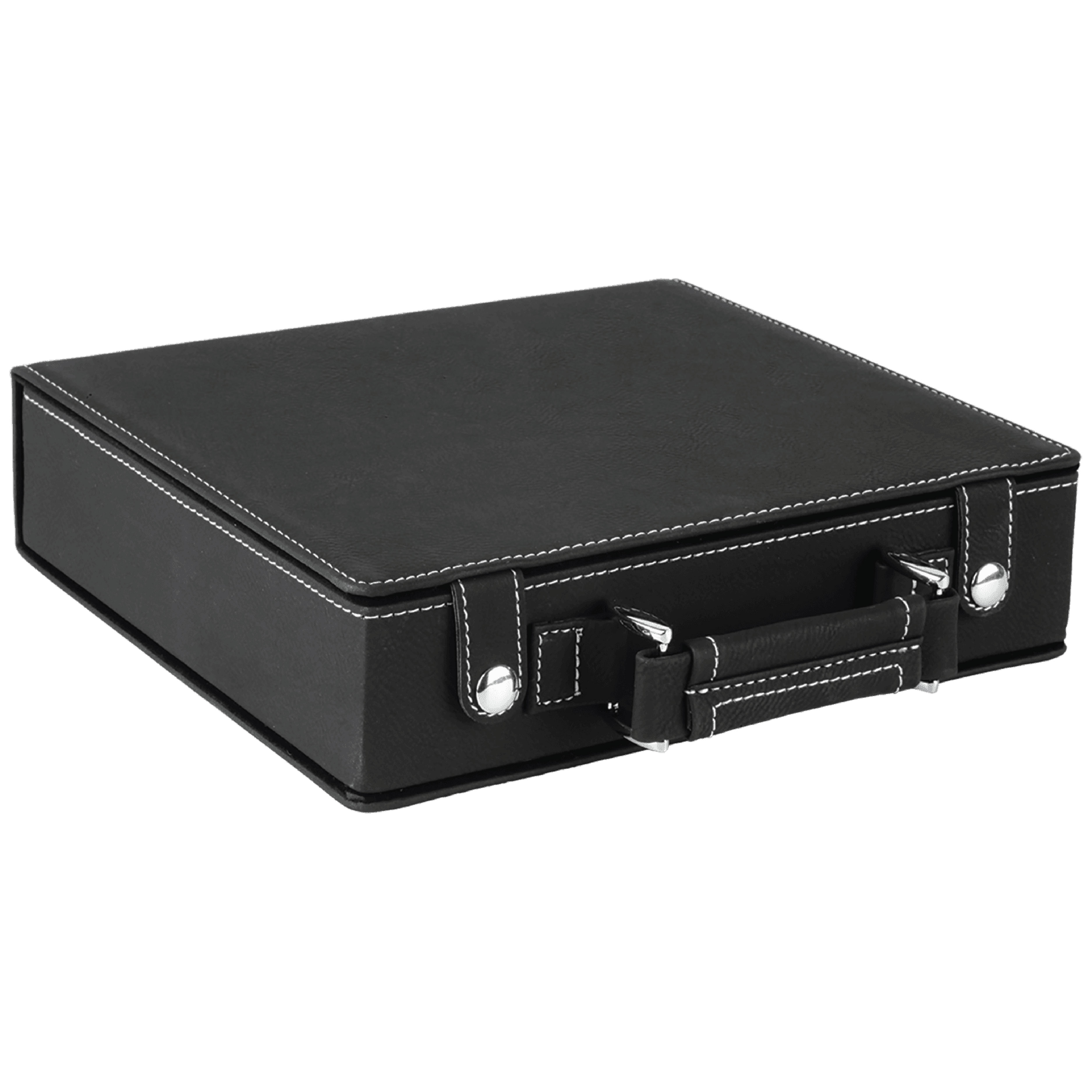 Black/Silver Leatherette 100 Chip Poker Set 11
