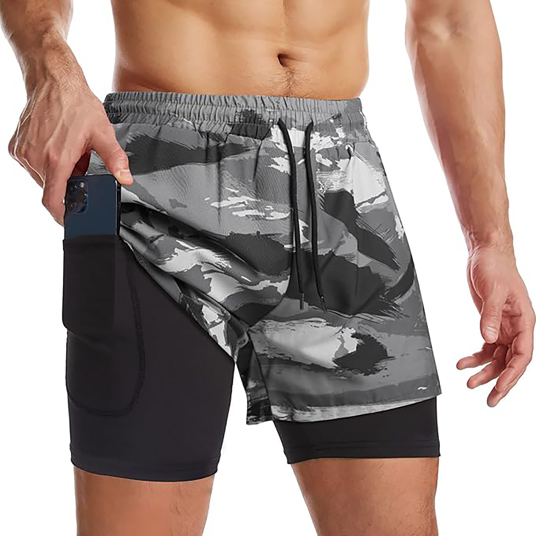 Men's 2 I n 1 Quick Drying Sports Shorts with Lining 51