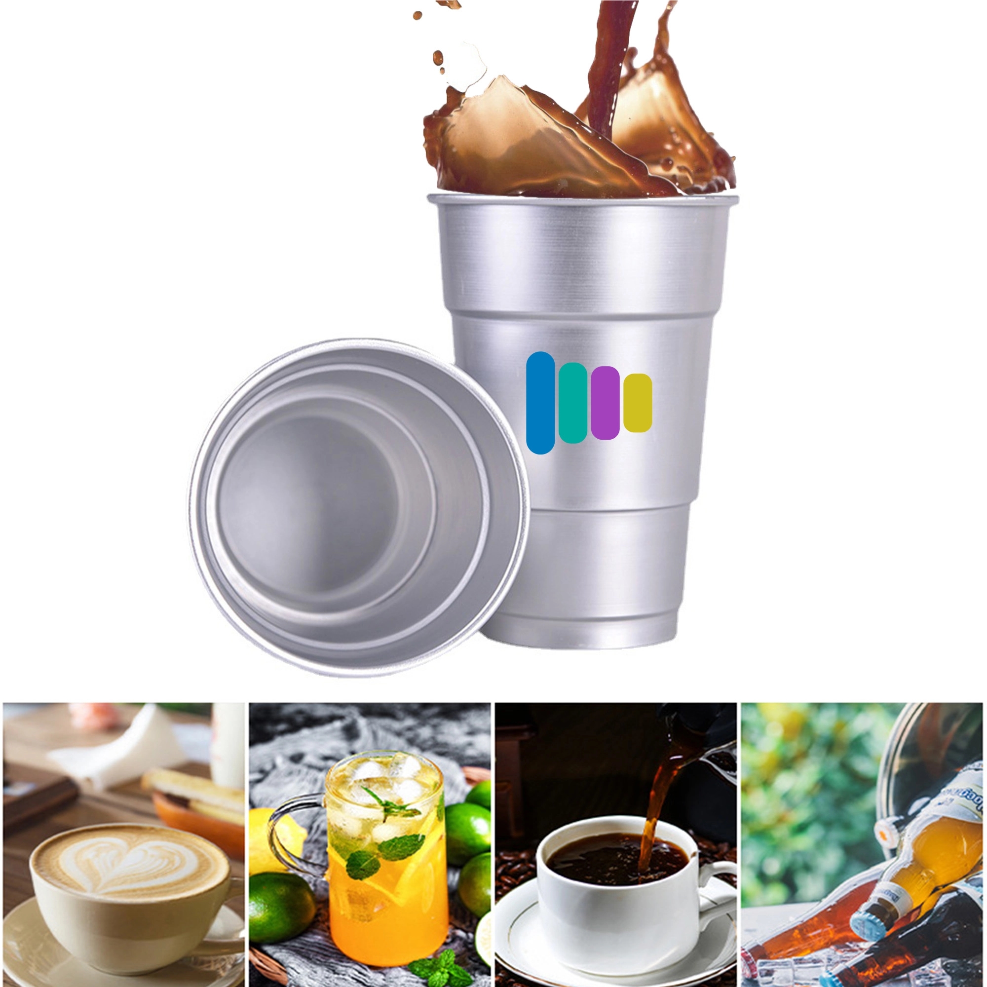 16oz Aluminum Cup Reusable Party Mugs Full Color Logo 4