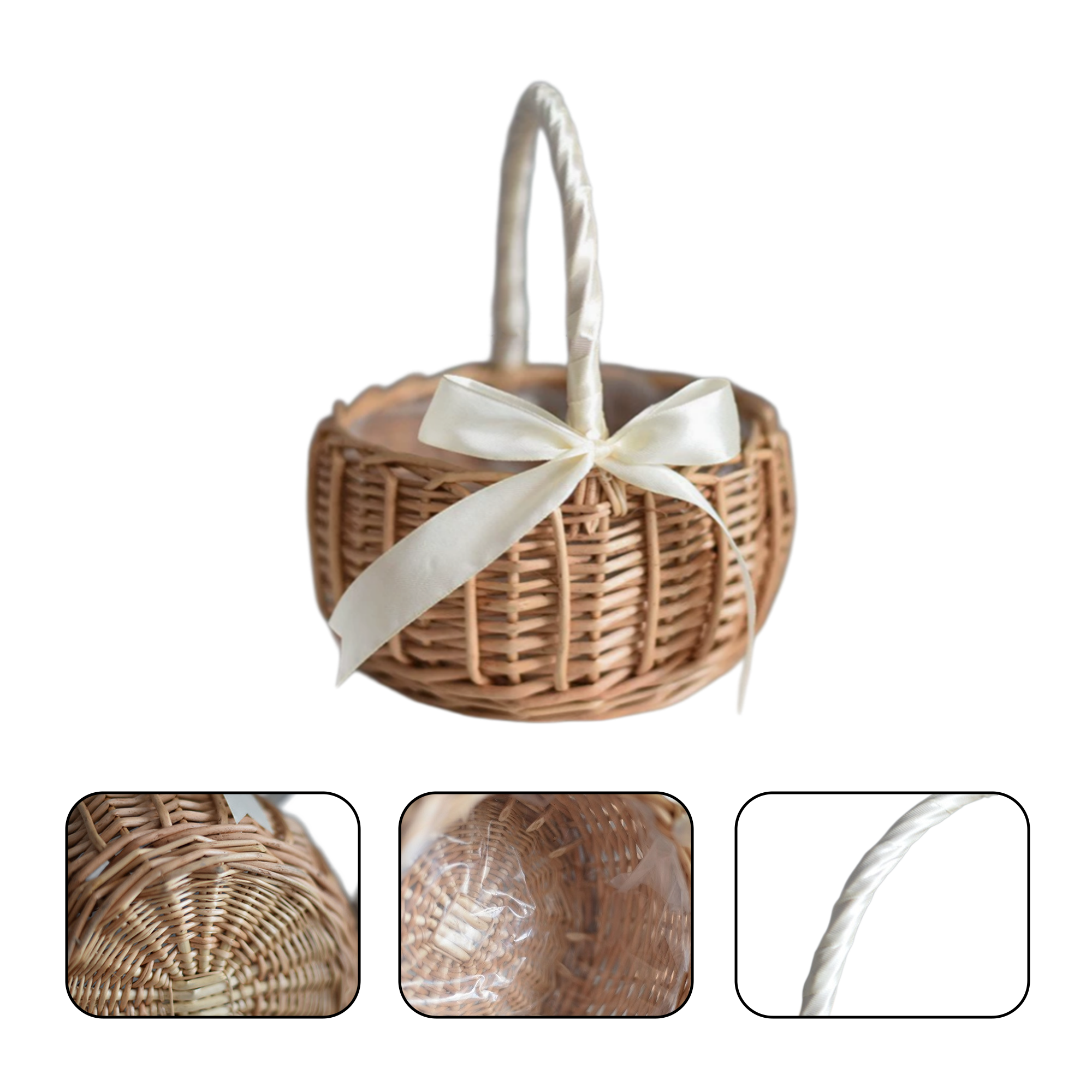 Woven Wicker Basket with Ribbon Bow 1