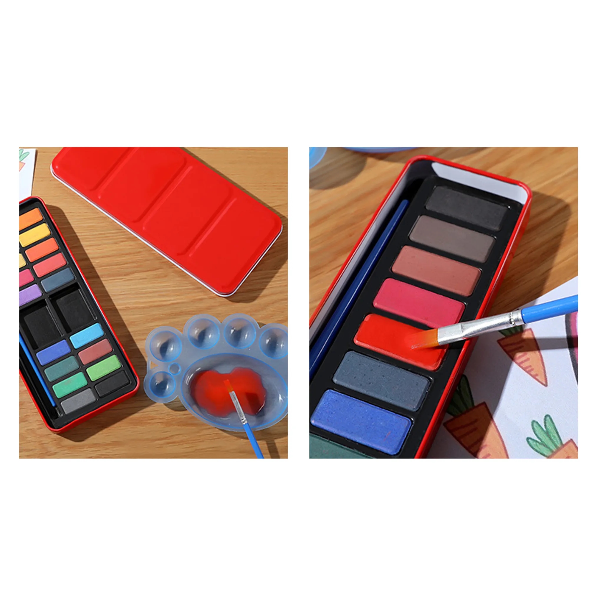 Metal Box 18 Colors Solid Watercolor Paint Set 7