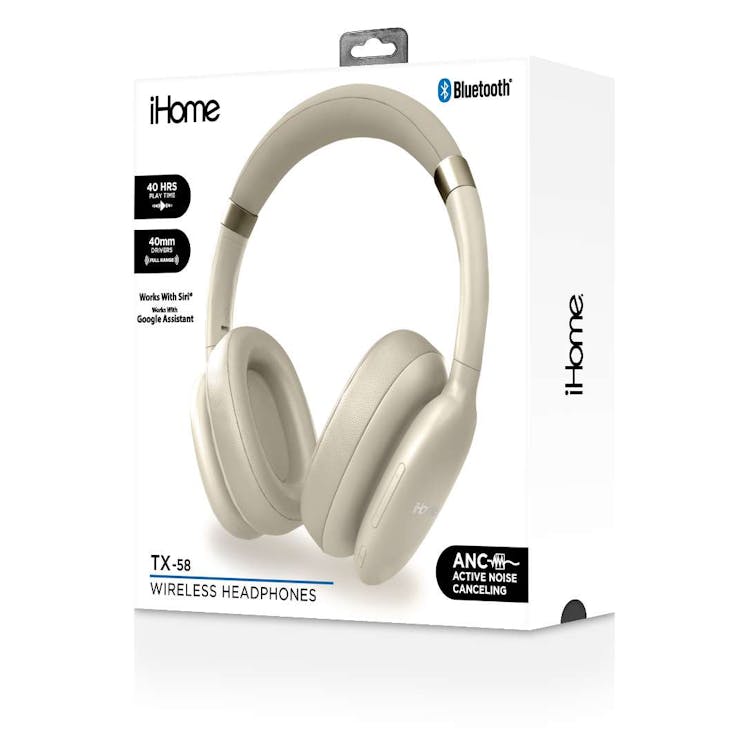 iHome Wireless Headphones with Active Noise Cancelling - Beige 3