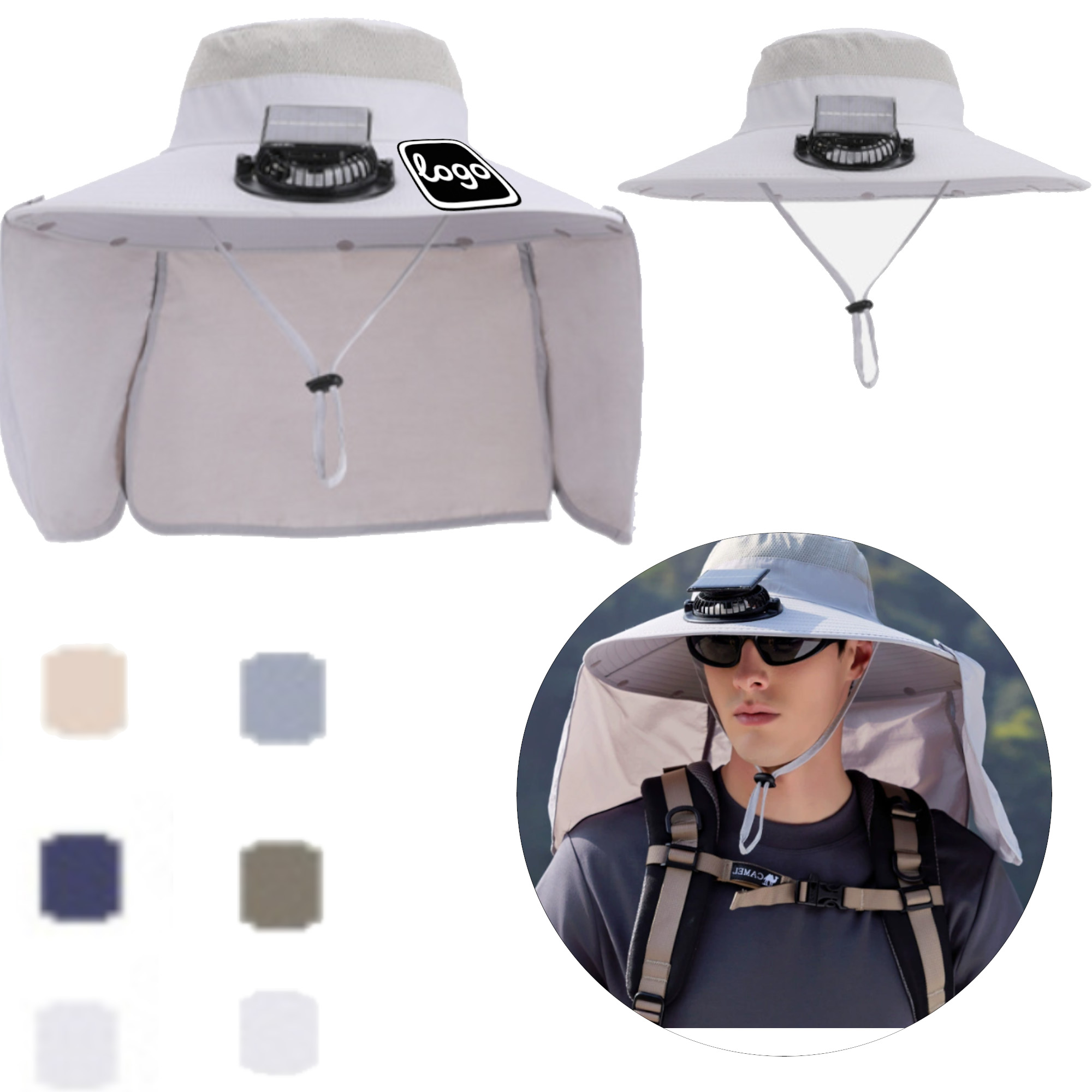 Solar Fan Hat With Neck Cover 9