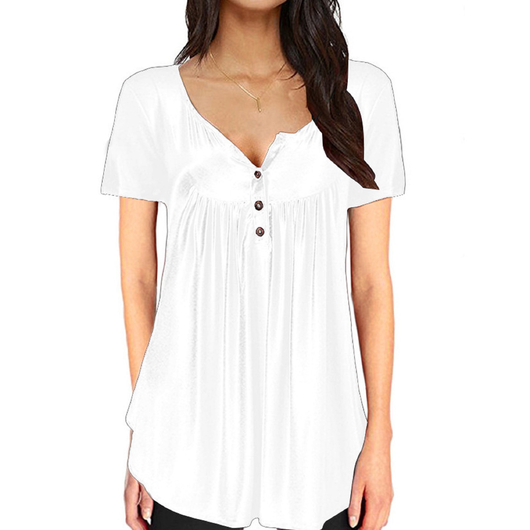 Women's Long Sleeve Henley Shirt Casual Button Up Tunic Tops 24