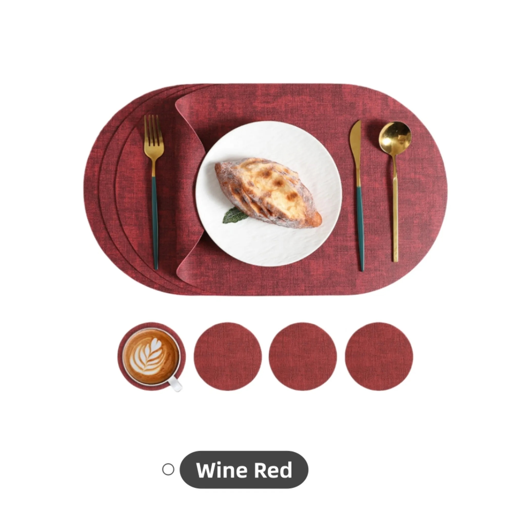 Oval Leather Placemat Coaster Heatproof Waterproof 9