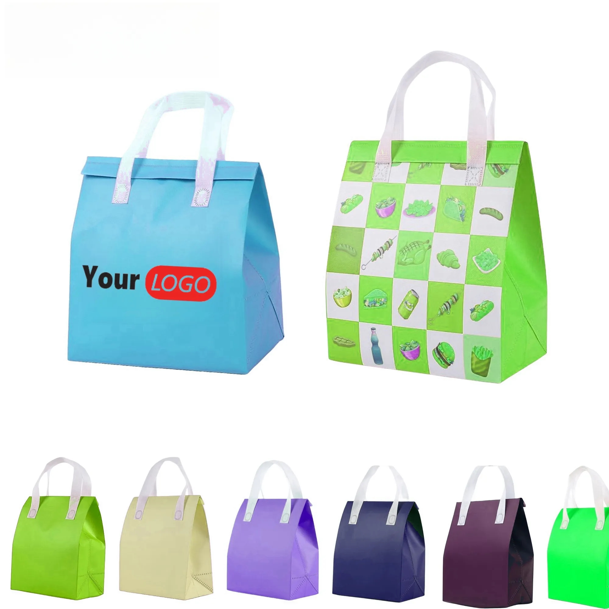 Custom Personal Logo Non-Woven Fabric Lunch Tote Bags 6