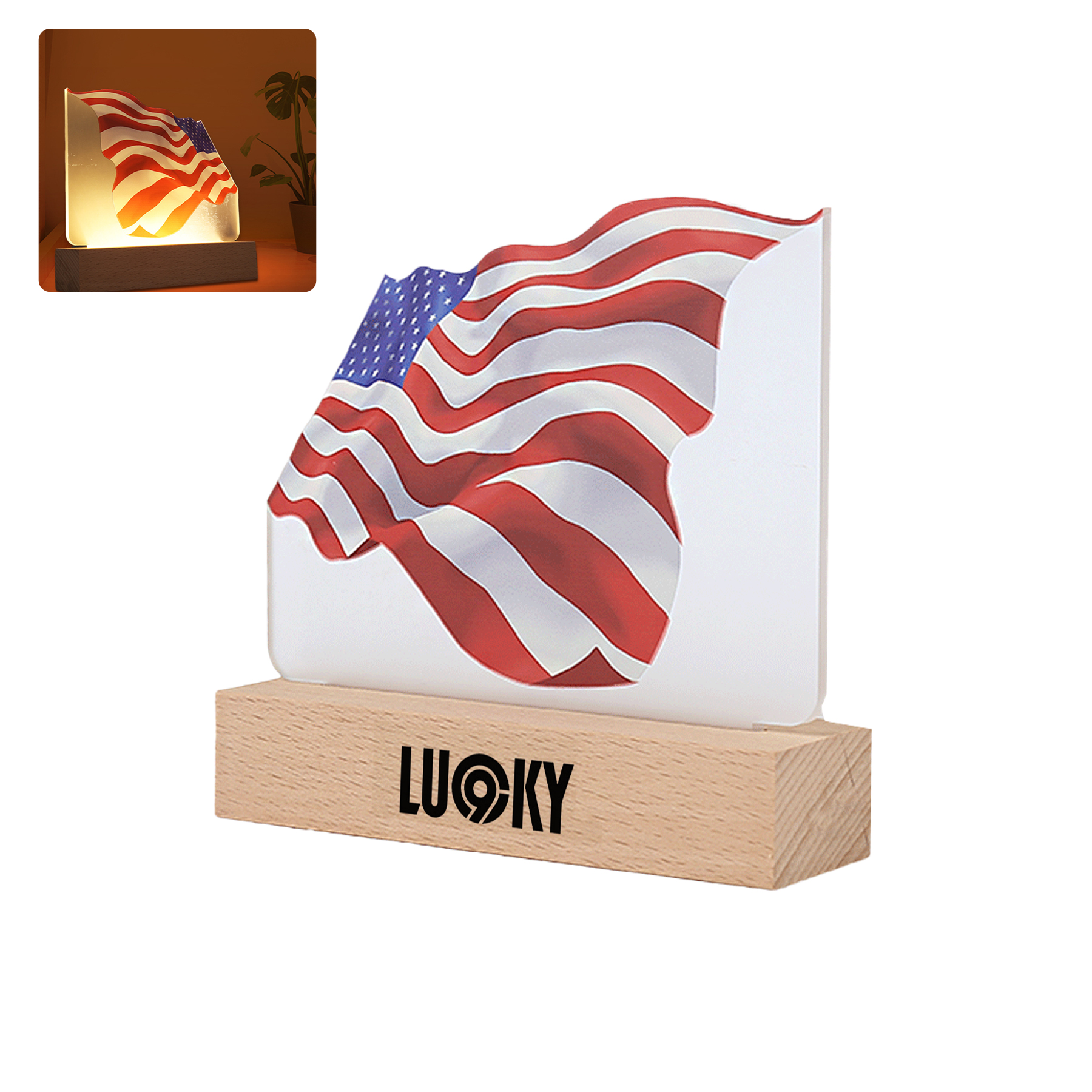 American Flag 3D Night Light LOGO Welfare Holiday Gift Adver 6