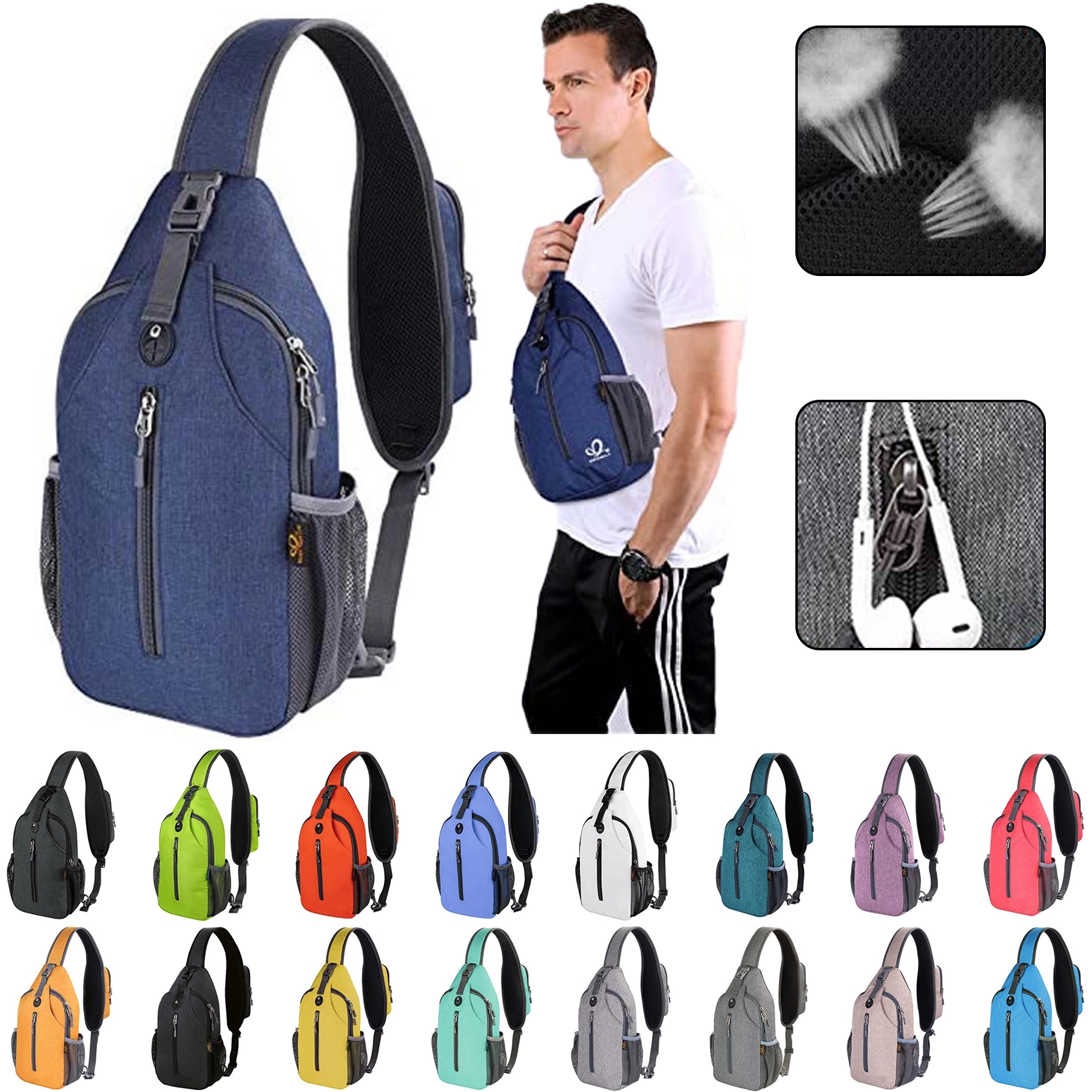 Crossbody Sling Backpack Travel Hiking Chest Bag 4