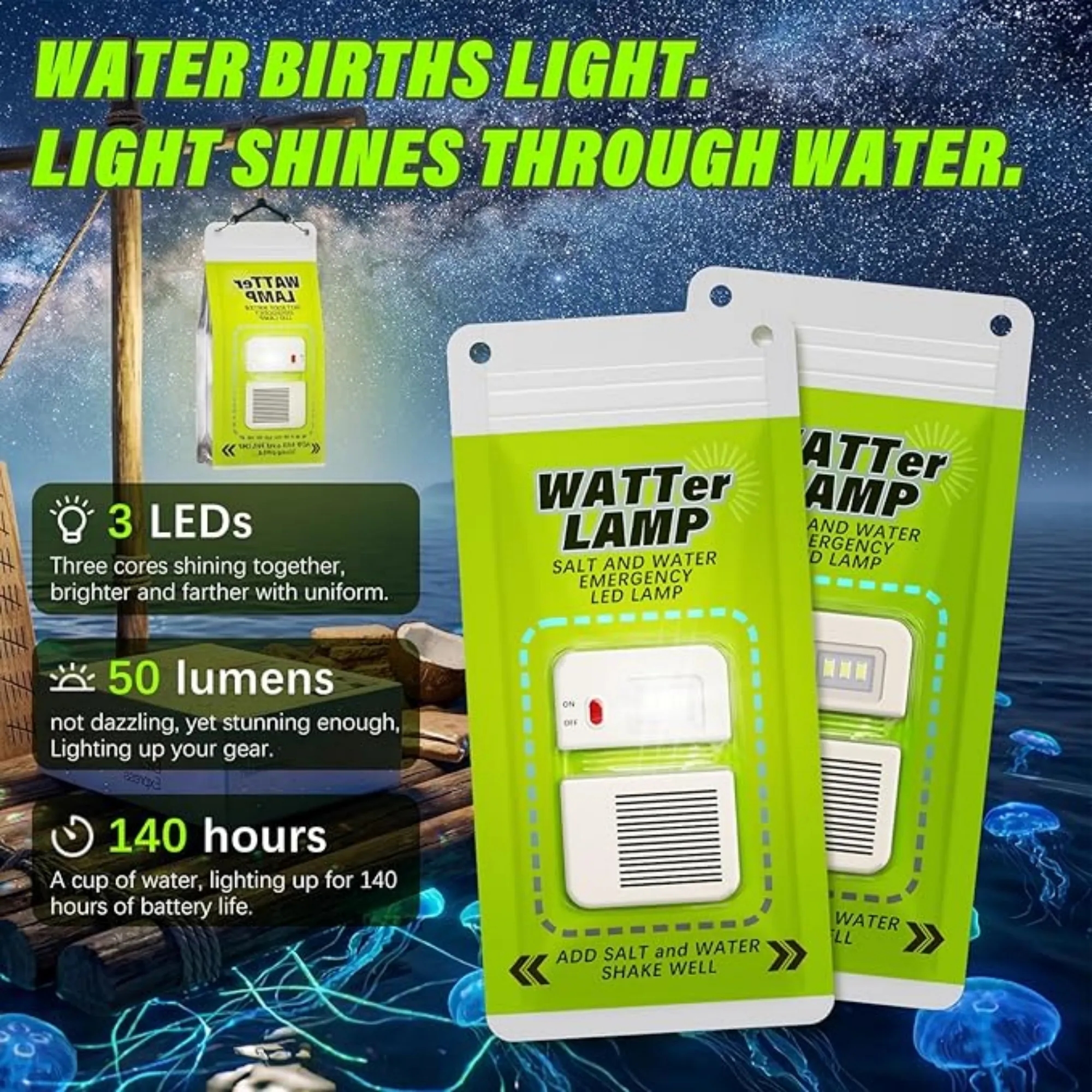 Portable Saltwater Lantern Battery-Free LED Emergency Light 10