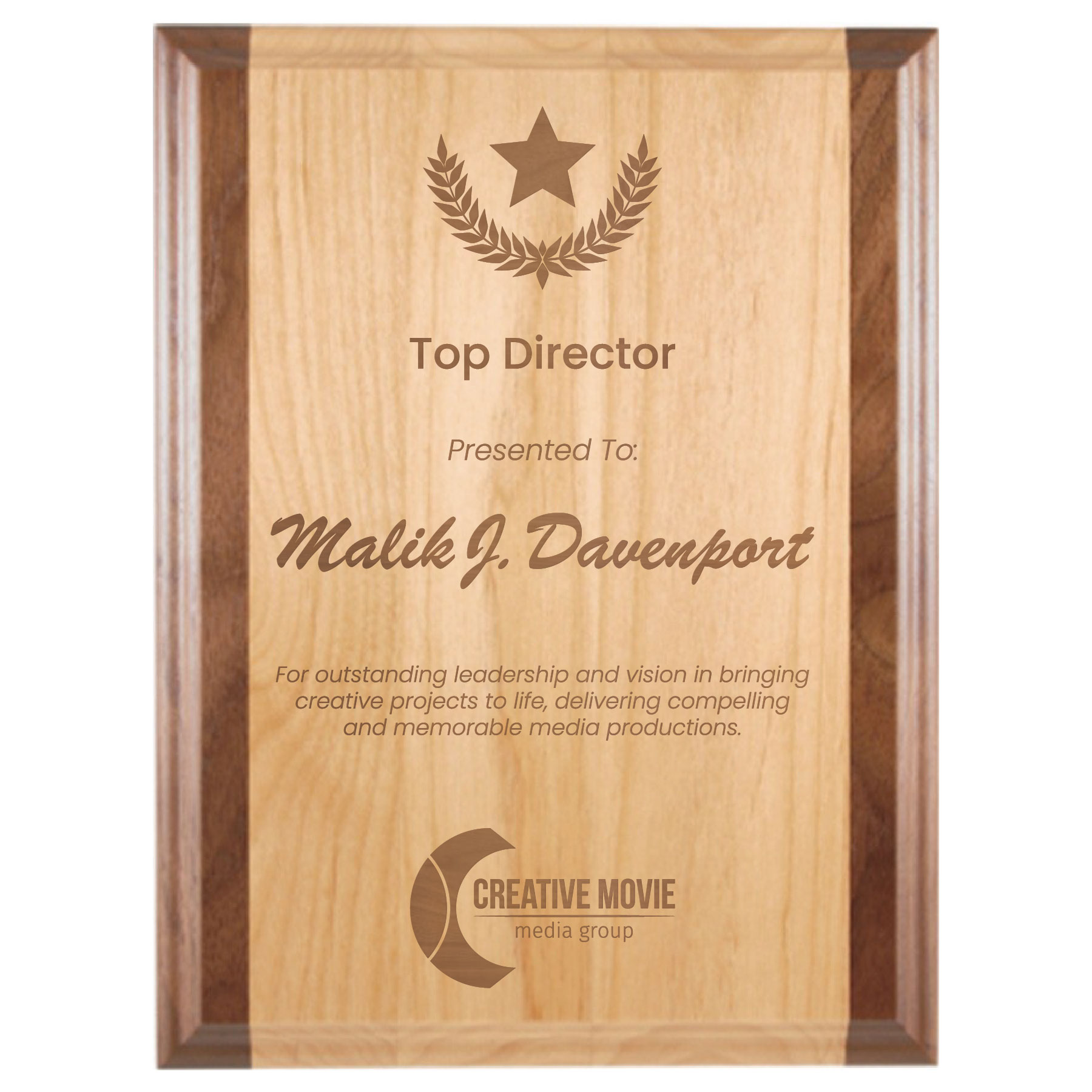9" x 12" Genuine Red Alder & Genuine Walnut Plaque