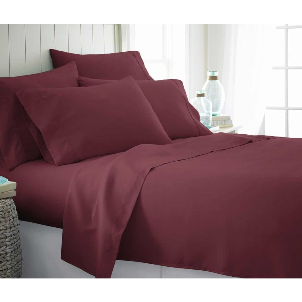 Microfiber Bed Sheets - Burgundy Twin XL 4 Piece Set 3