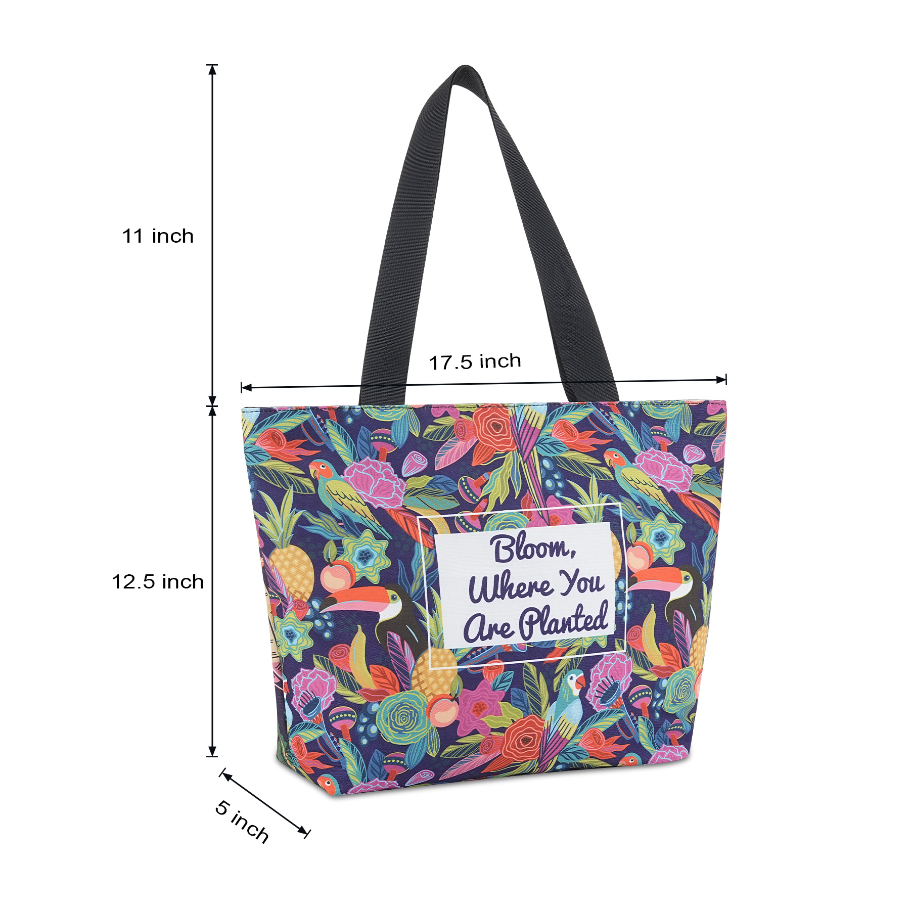 Full Color Sublimated Canvas Everyday Bag With Zipper Closure 4