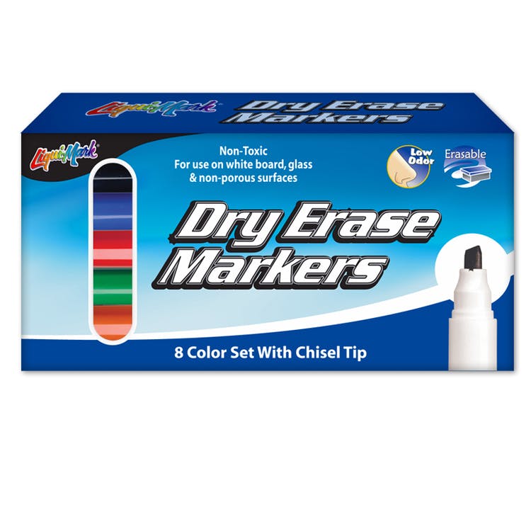 Dry Erase Markers - 8 Pack Chisel Tip Assorted 3