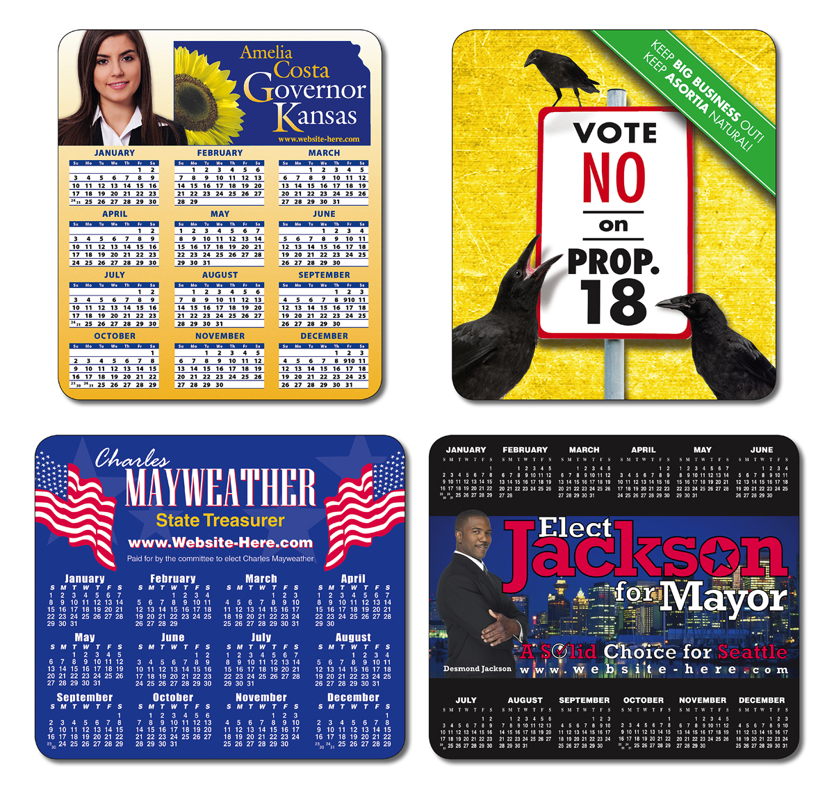 Political Calendar Magnet - 3.5x4 Round Corners - 20 mil. 6