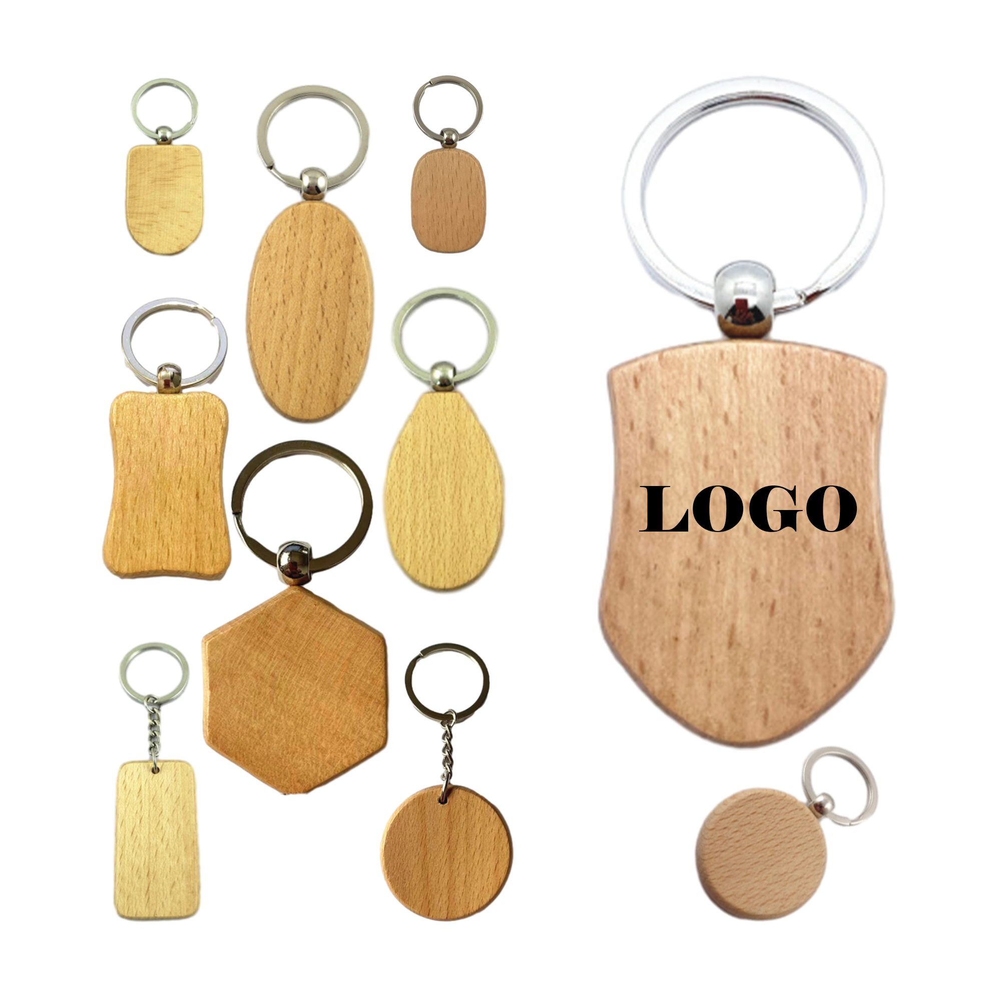 Natural Wood Grain Custom Keychain 5