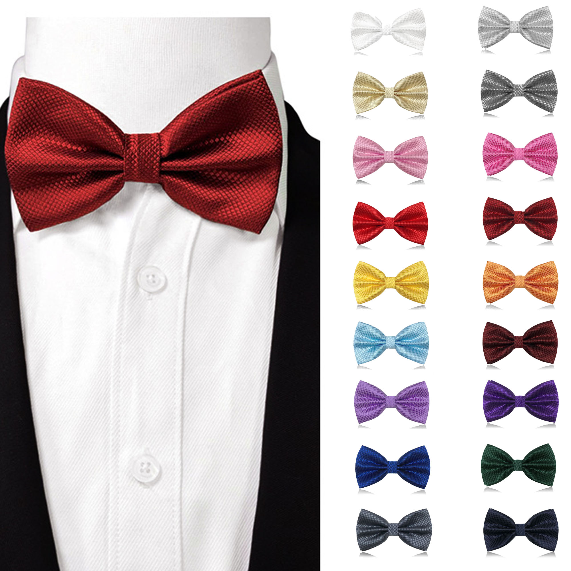 Adjustable Neck Band Pre-tied Bow Ties Formal Bowtie Set 3