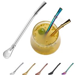 Yerba Mate Bombillas Spoon Drinking Filter Straws