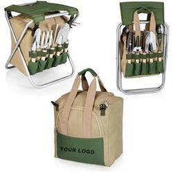 Folding Stool With Garden Tools