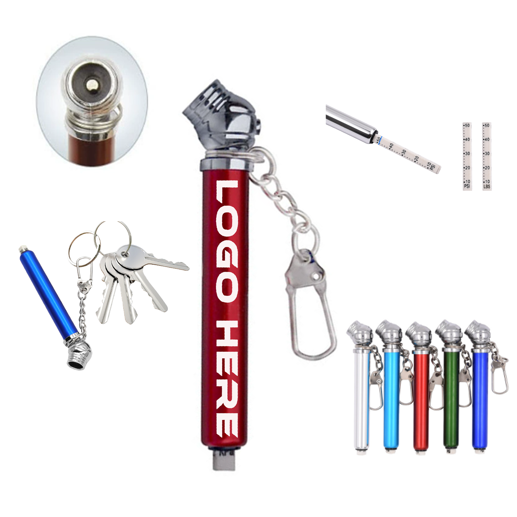 Auto Tire Pressure Gauge With Keychain