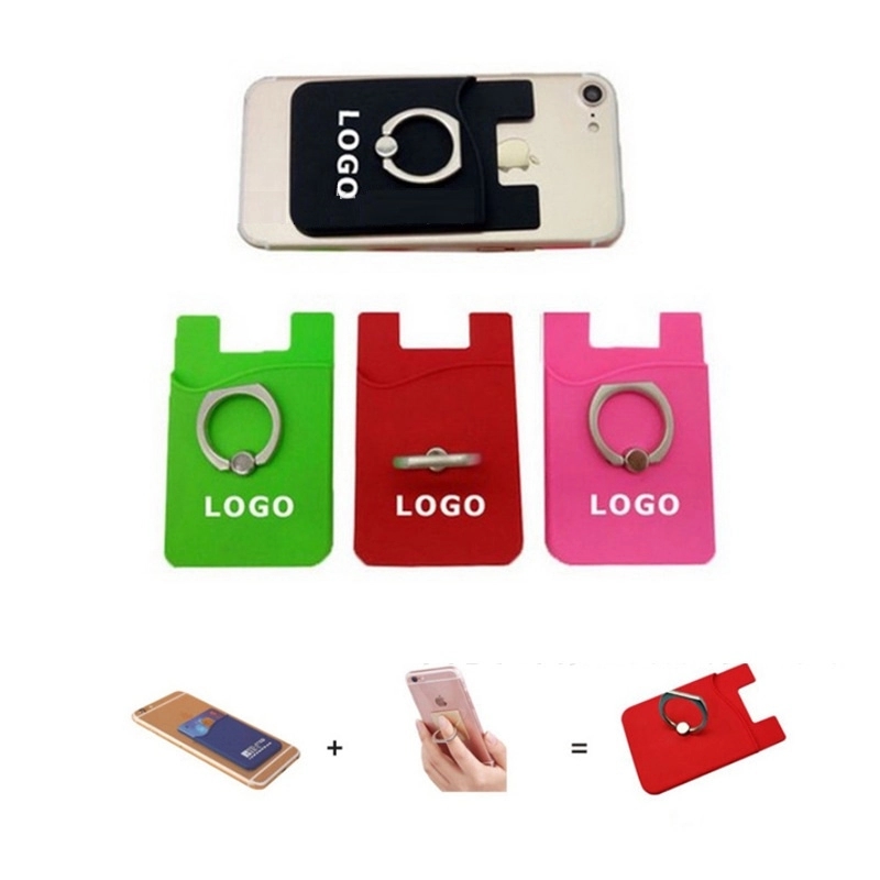 2-in-1 Smartphone Wallet with Metal Ring Phone Stand Holder