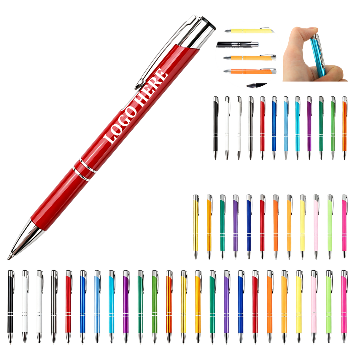 Retractable Metal Ballpoint Pen Black Ink