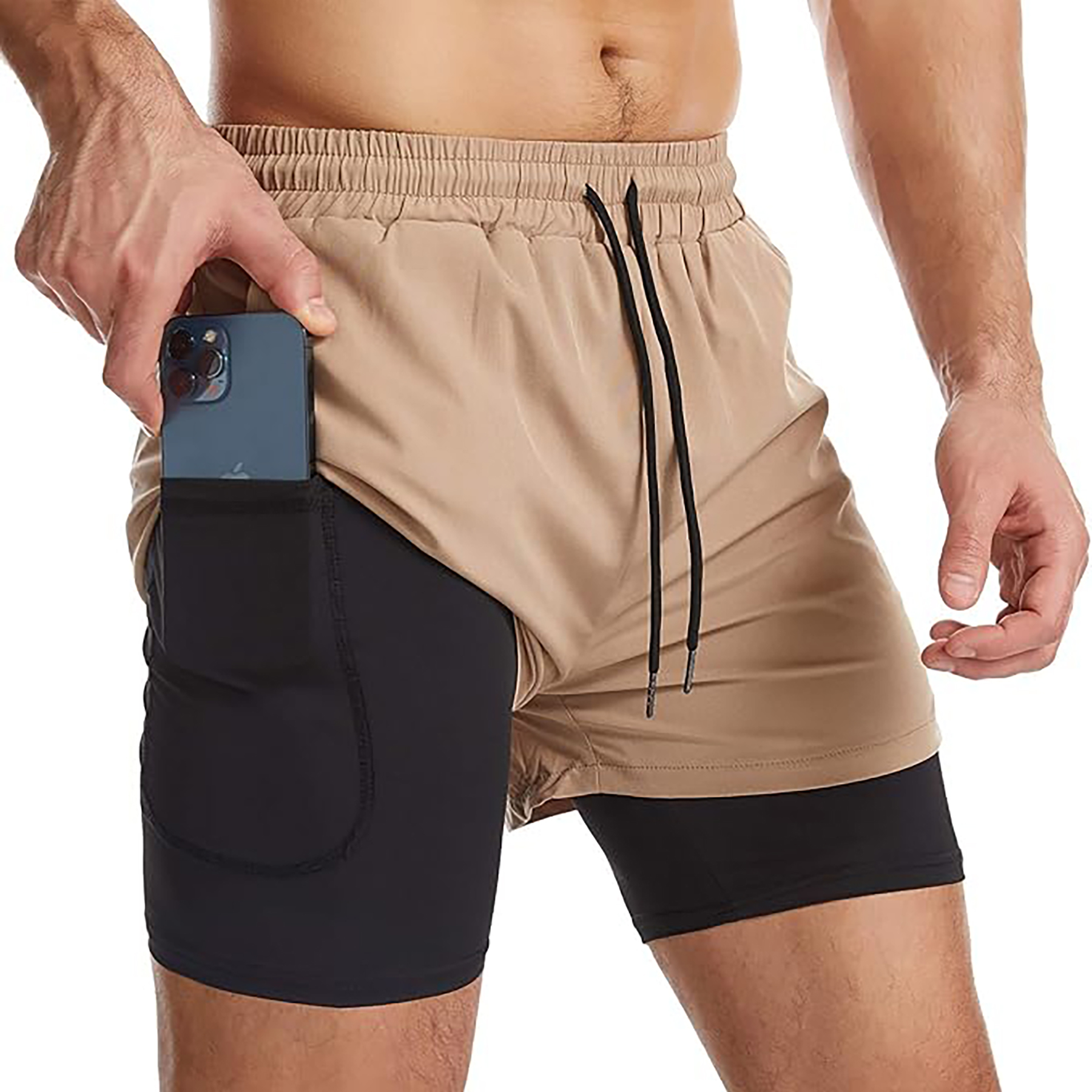 Men's 2 I n 1 Quick Drying Sports Shorts with Lining 55