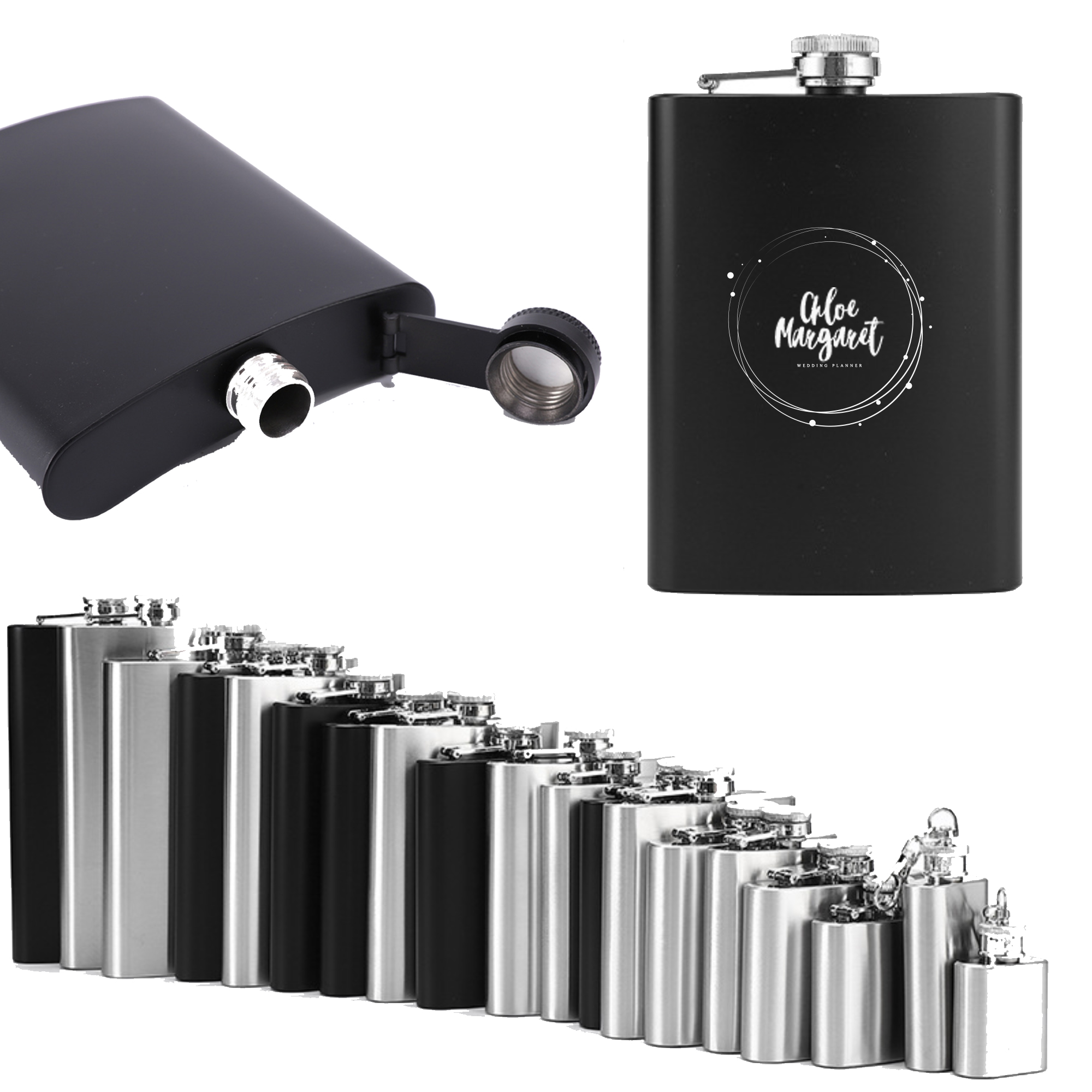 8oz. Matte Powder Coated Stainless Steel Flask, custom water bottle with logo imprint 4