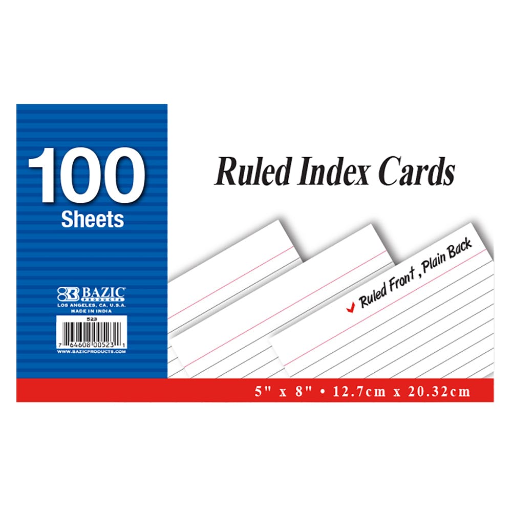 Ruled White Index Cards - 5" x 8" 100 Pack 3