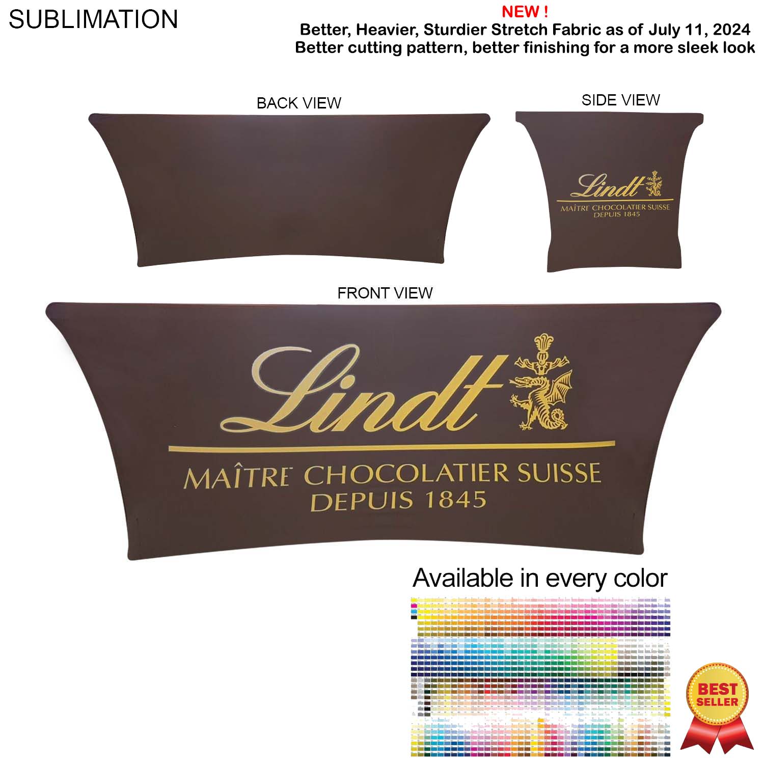 Sublimated Stretch Curved Fit Table Throw for 6ft table, 4 sided, Closed Back 16